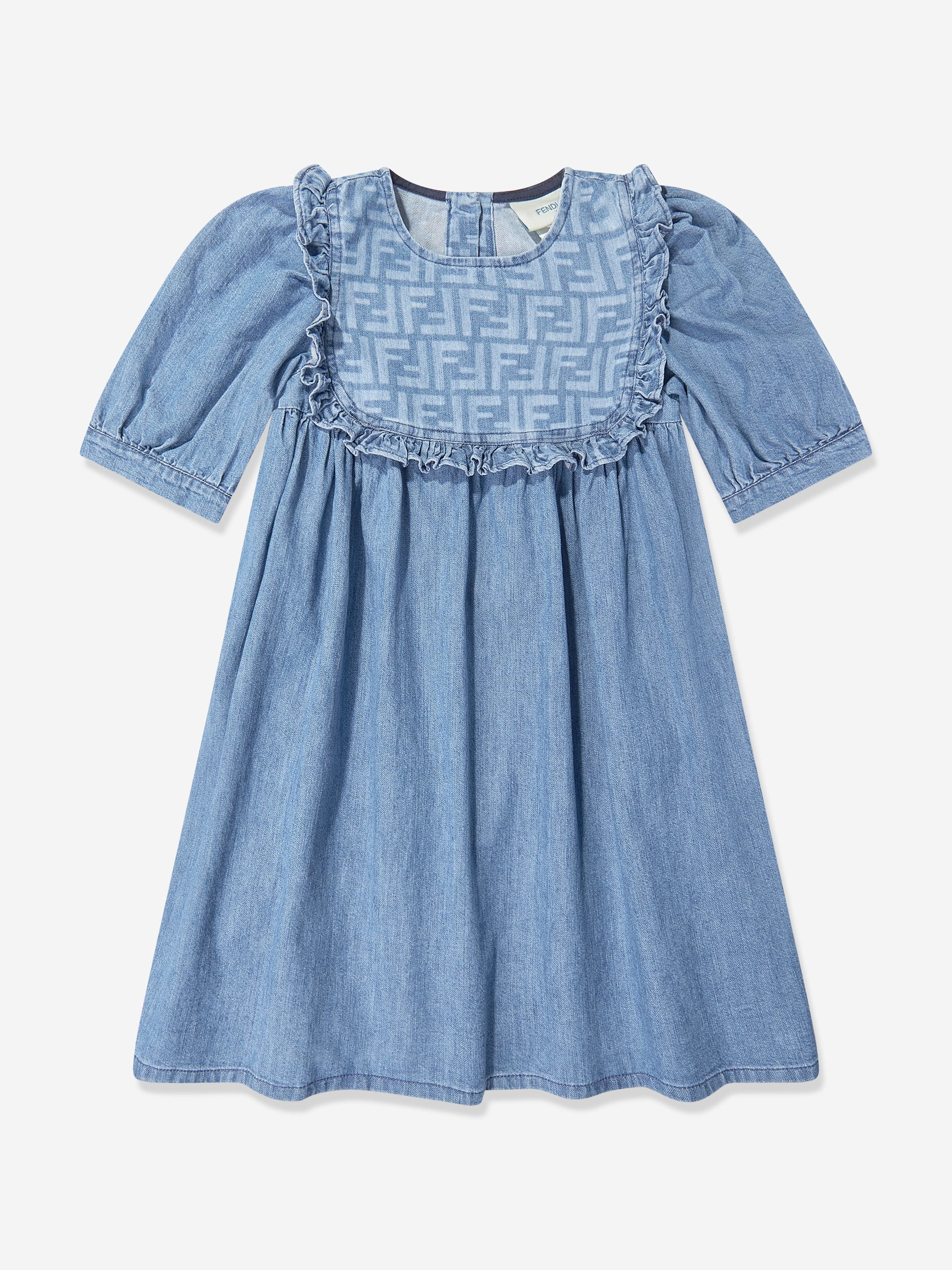 white christmas dresses Light blue FF denim dress FENDI Azzurro