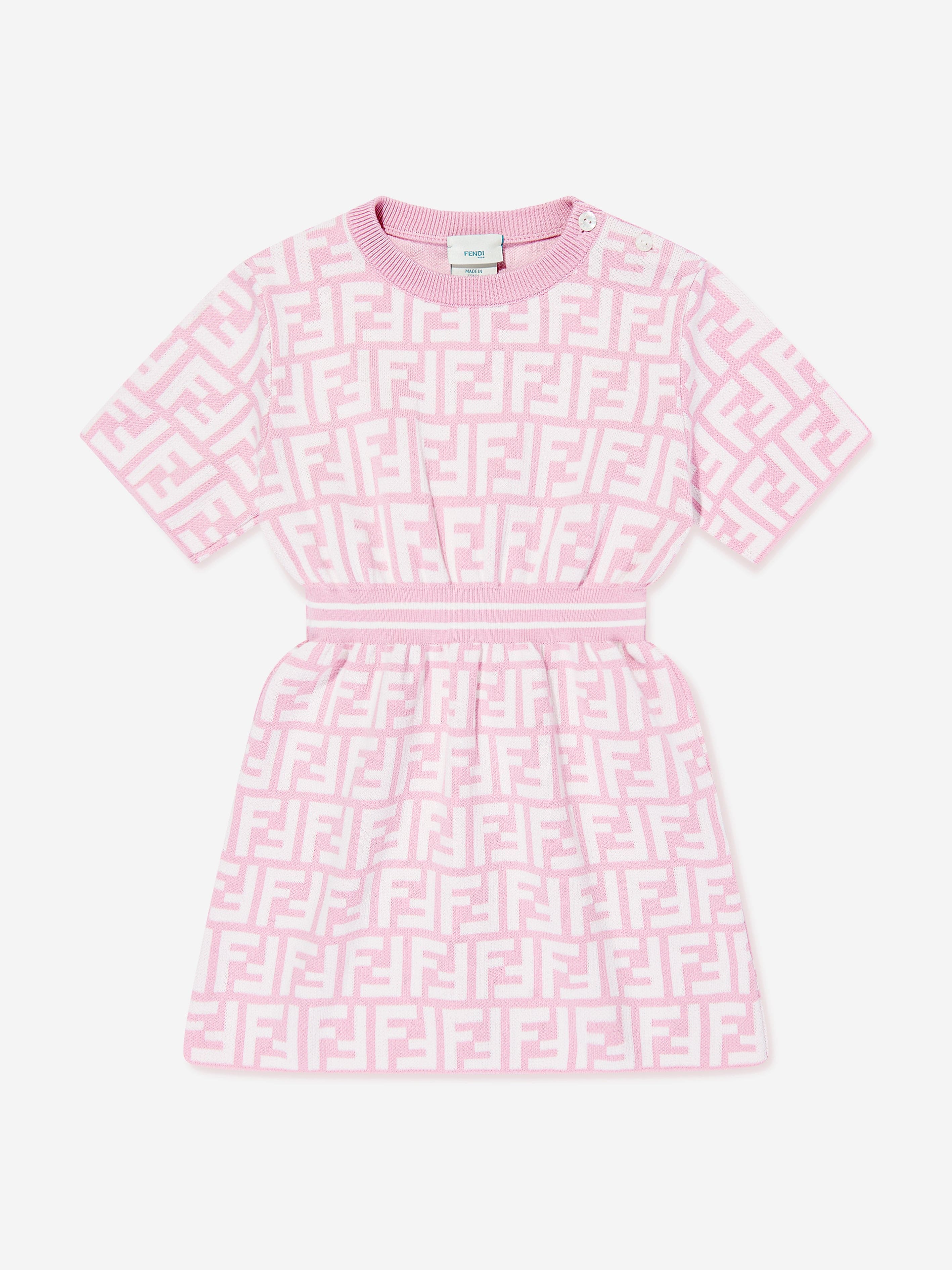 Fendi Baby Girls FF Logo Knit Dress in Pink Fendi Baby Girls FF Logo Knit Dress in Pink