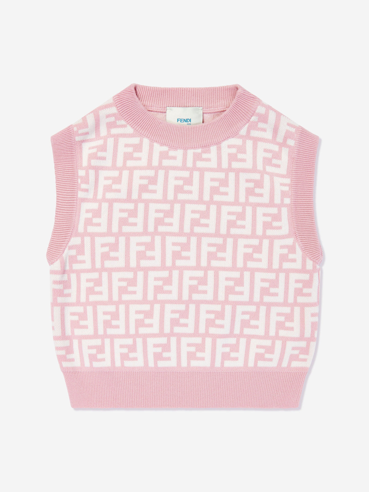 Sweater Vest Maglia Fendi Rosa Fendi Girls FF Logo Sweater Vest In 