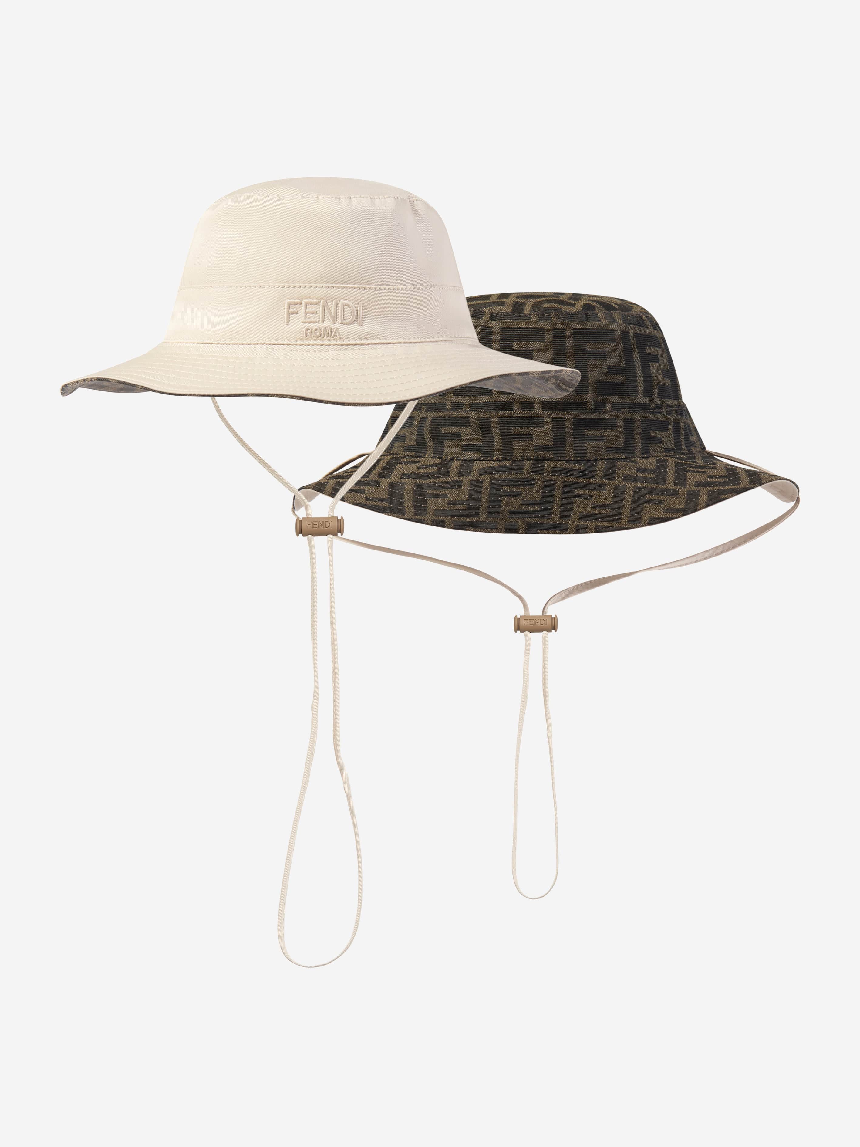 Fendi Boys Reversible Logo Bucket Hat in Beige | Childsplay Clothing