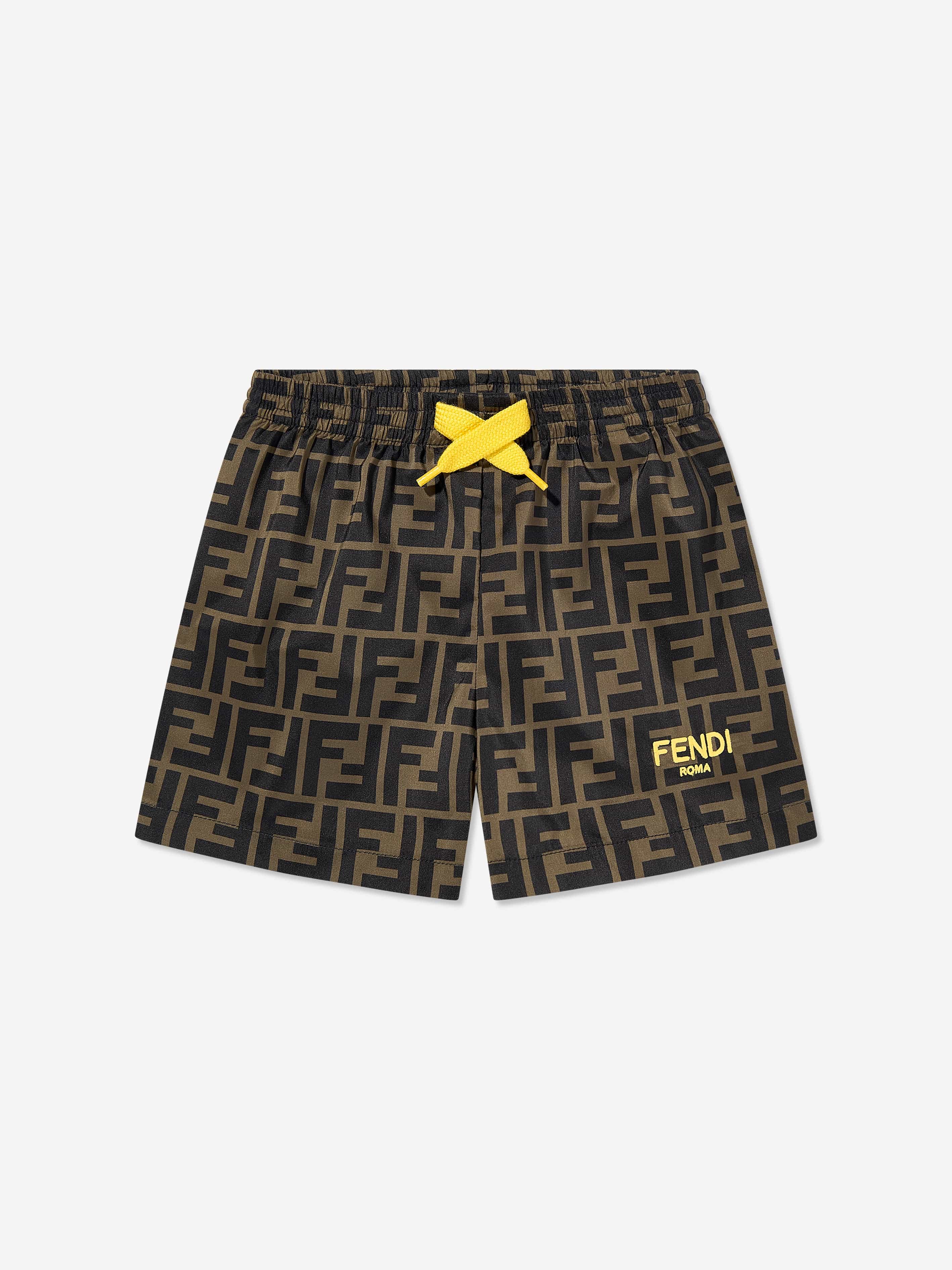 Fendi Kids Fendi Baby Boys FF Swim Shorts in Brown Childsplay