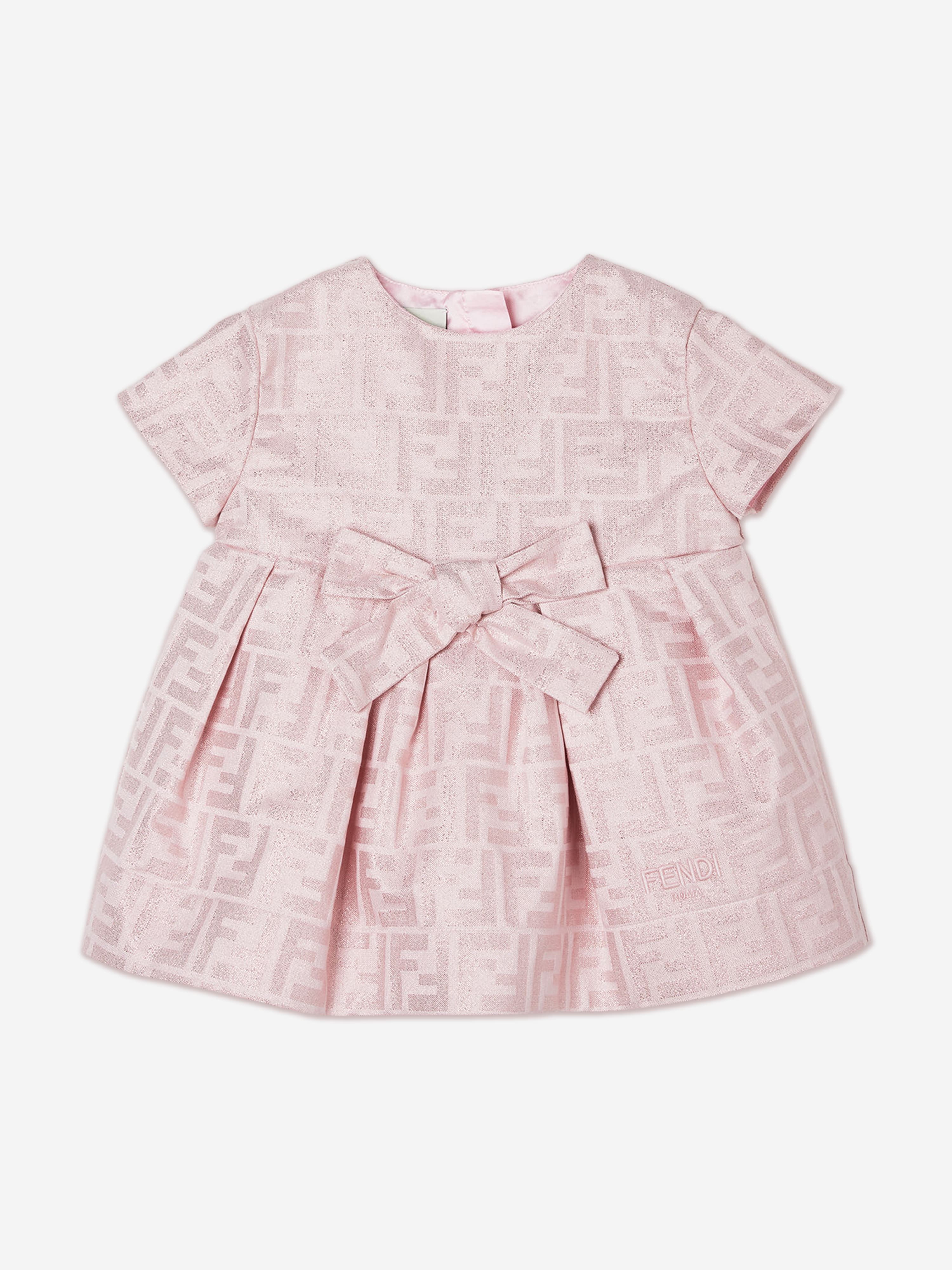 open lace back dress Fendi Baby Girls FF Monogram Dress in Pink