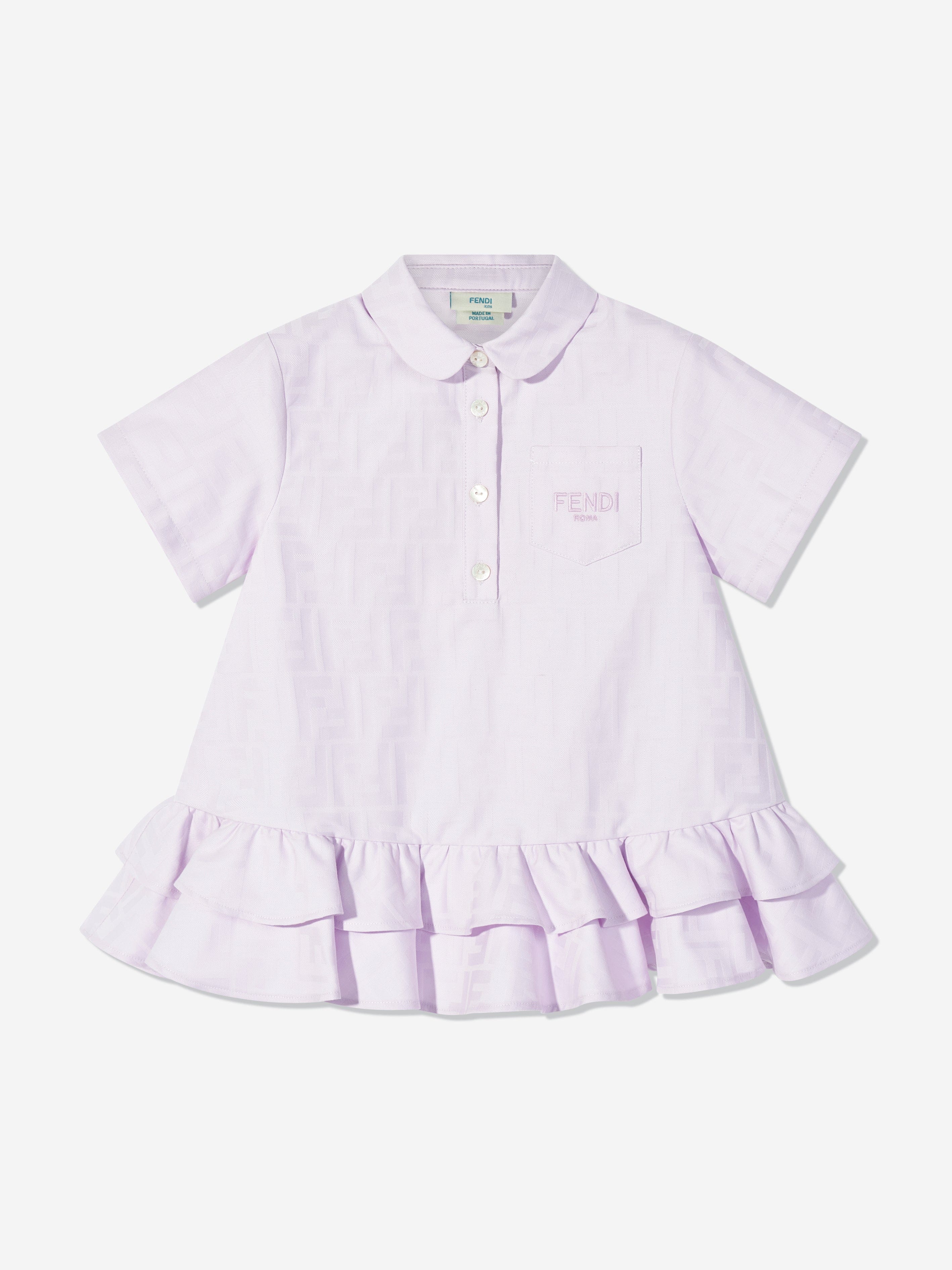 Fendi Baby Girls Logo Pocket Dress in Purple 9 Mths