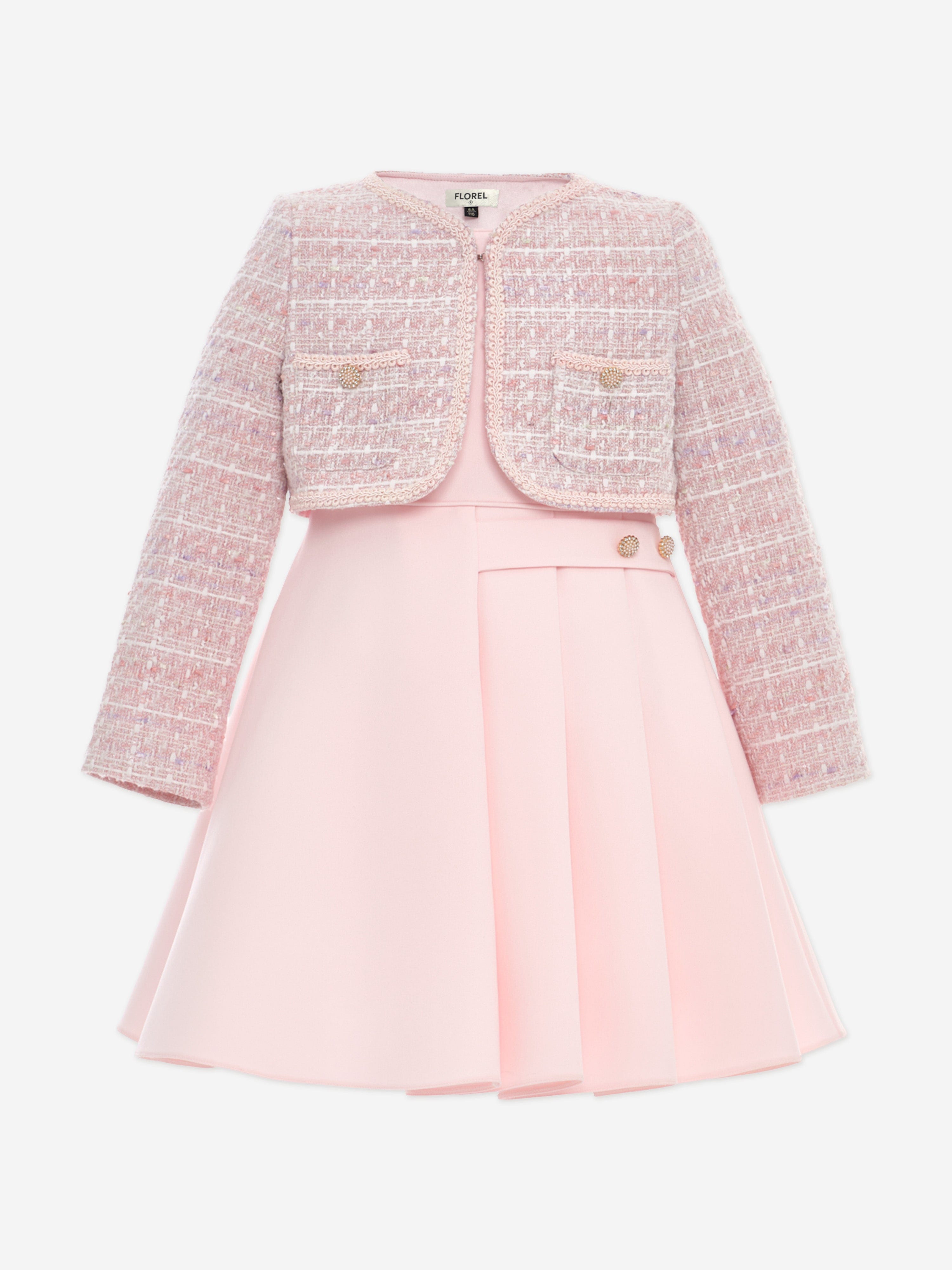 FLOREL Girls Dress and Jacket Set in Pink