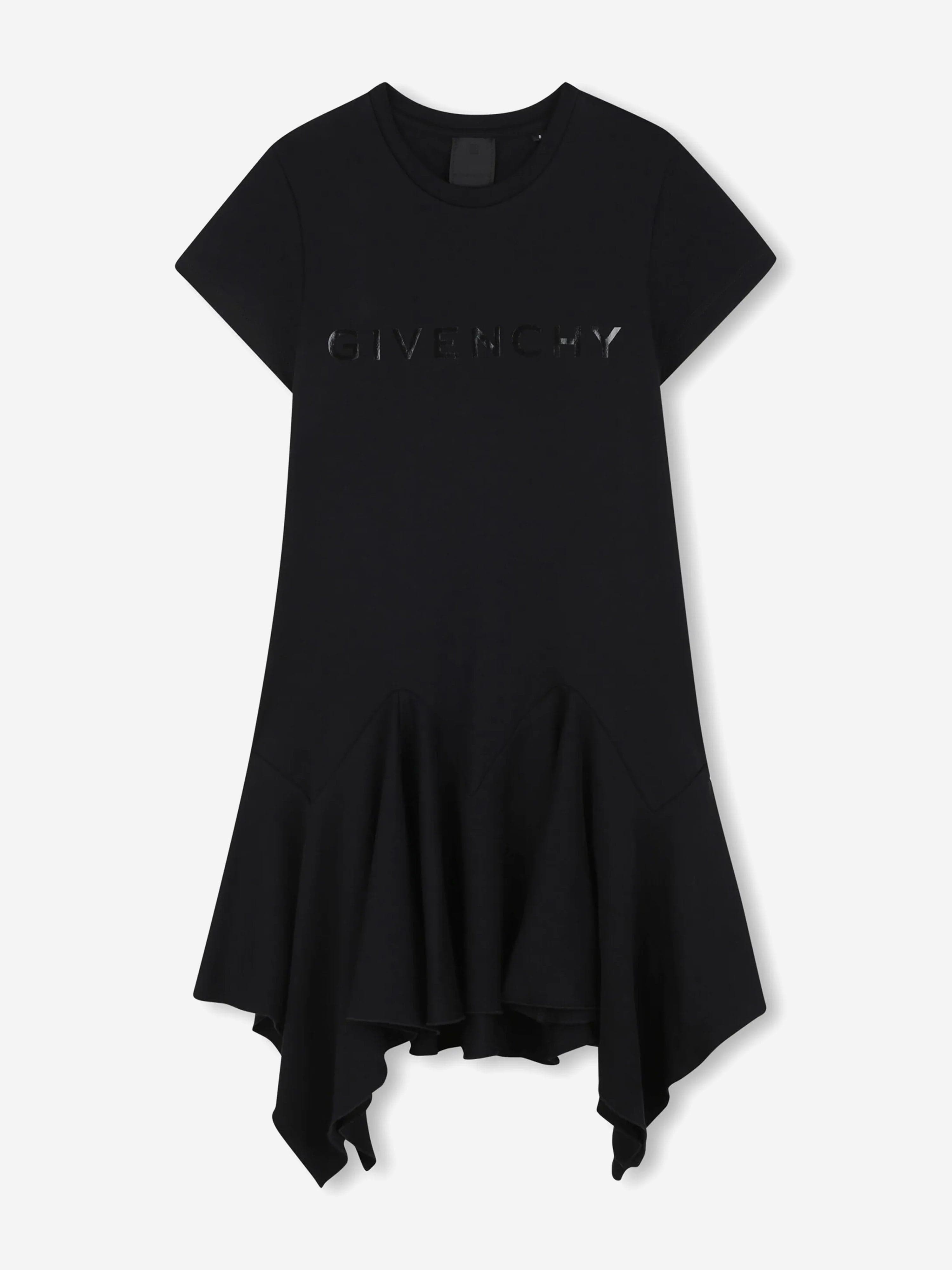 Givenchy Girls Logo Ruffle Dress in Black