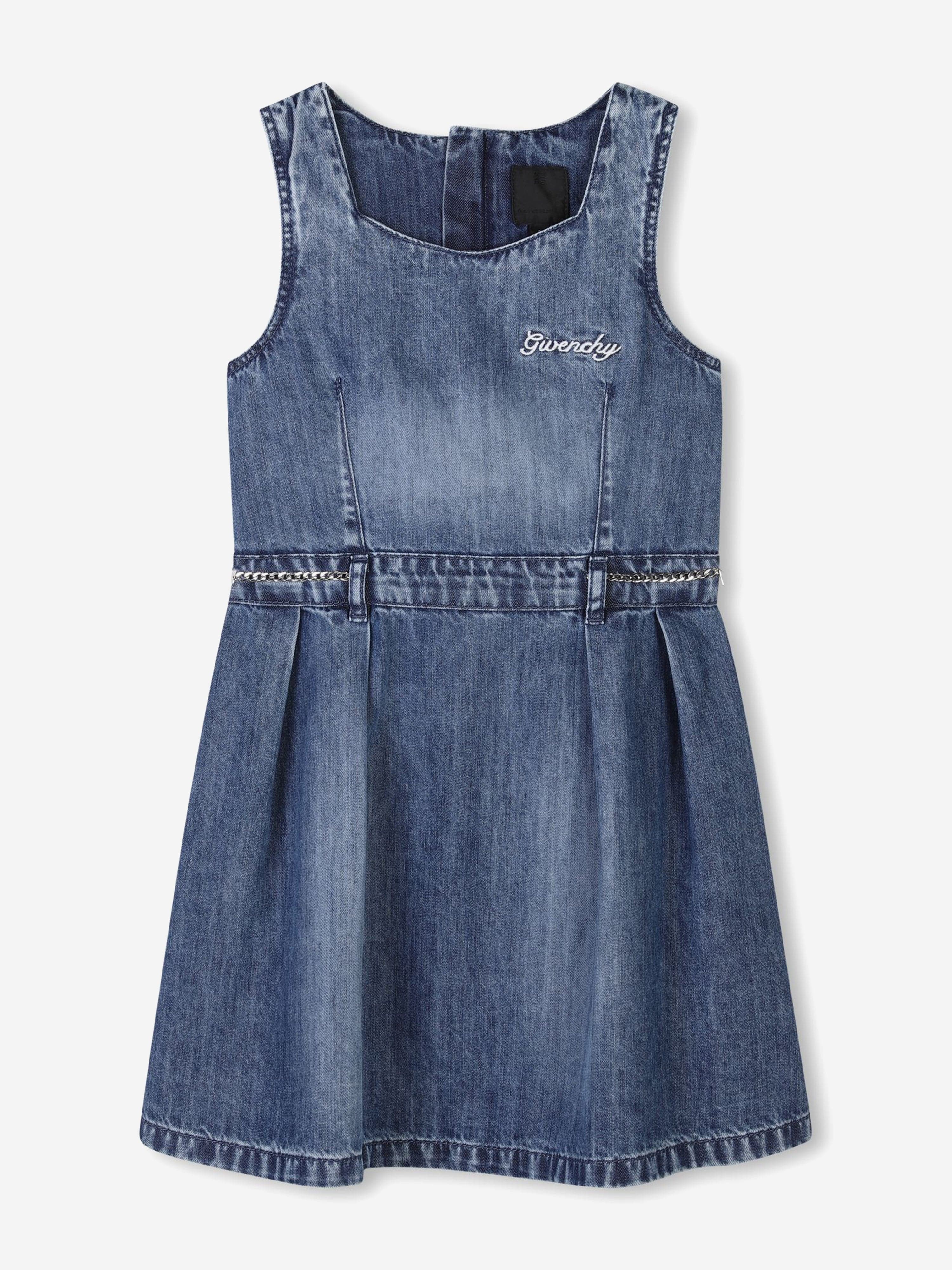 Givenchy Girls Sleeveless Denim Dress in Blue | Childsplay Clothing Givenchy Girls Sleeveless Denim Dress in Blue | Childsplay Clothing