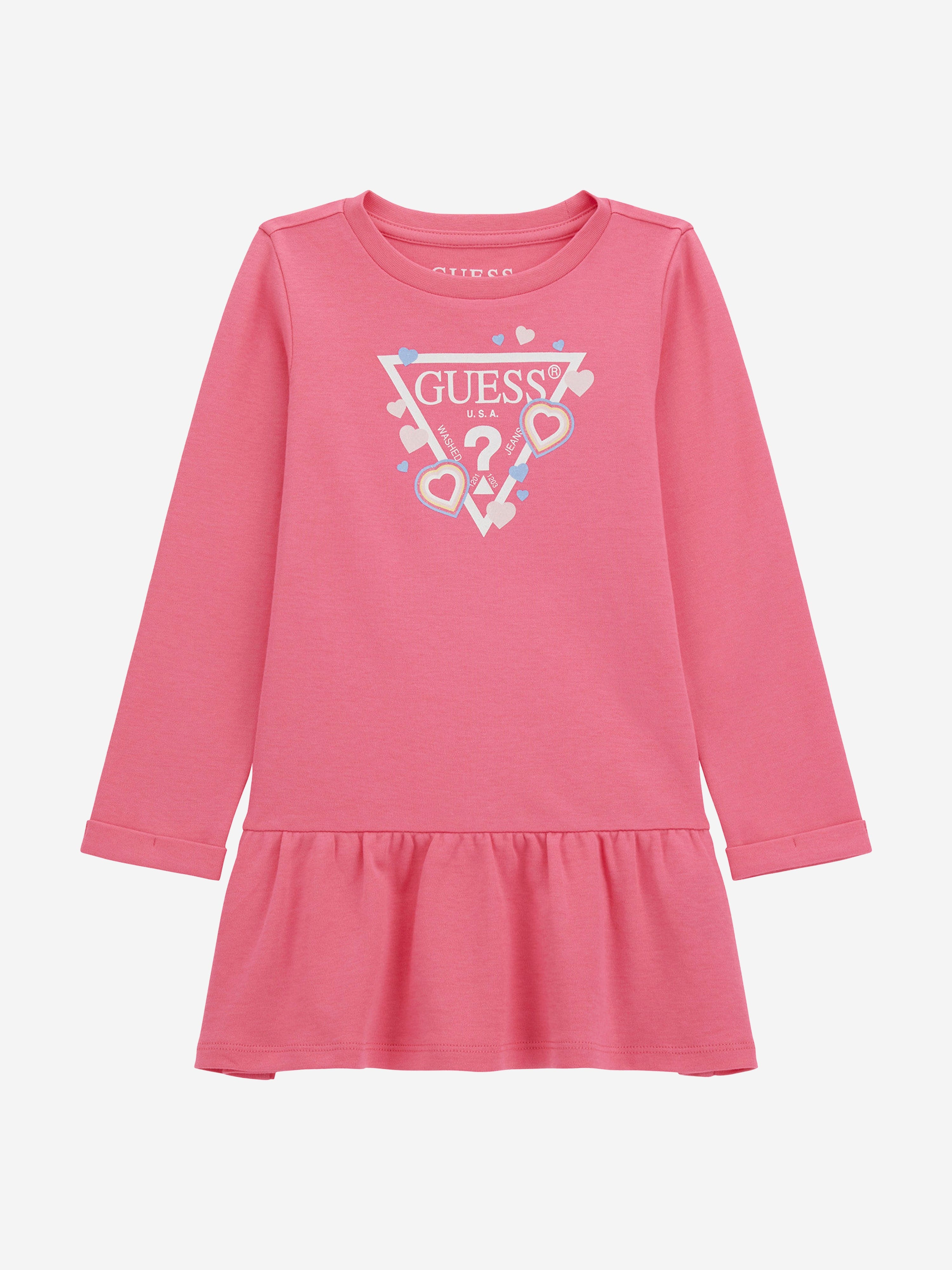Guess Girls Logo Jersey Dress in Pink Guess Girls Logo Jersey Dress in Pink