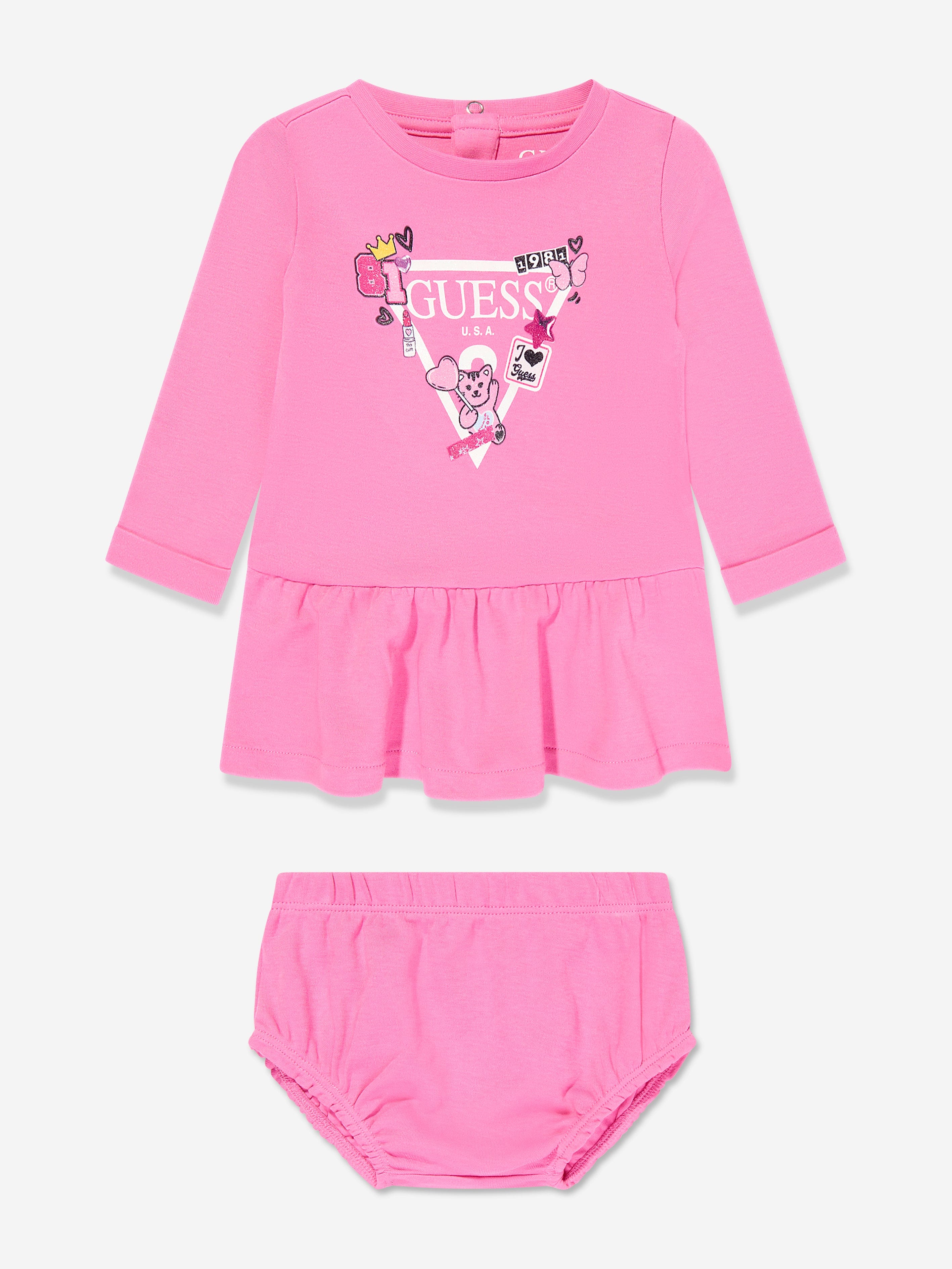 Guess-Baby Girls Pink Logo Dress Set