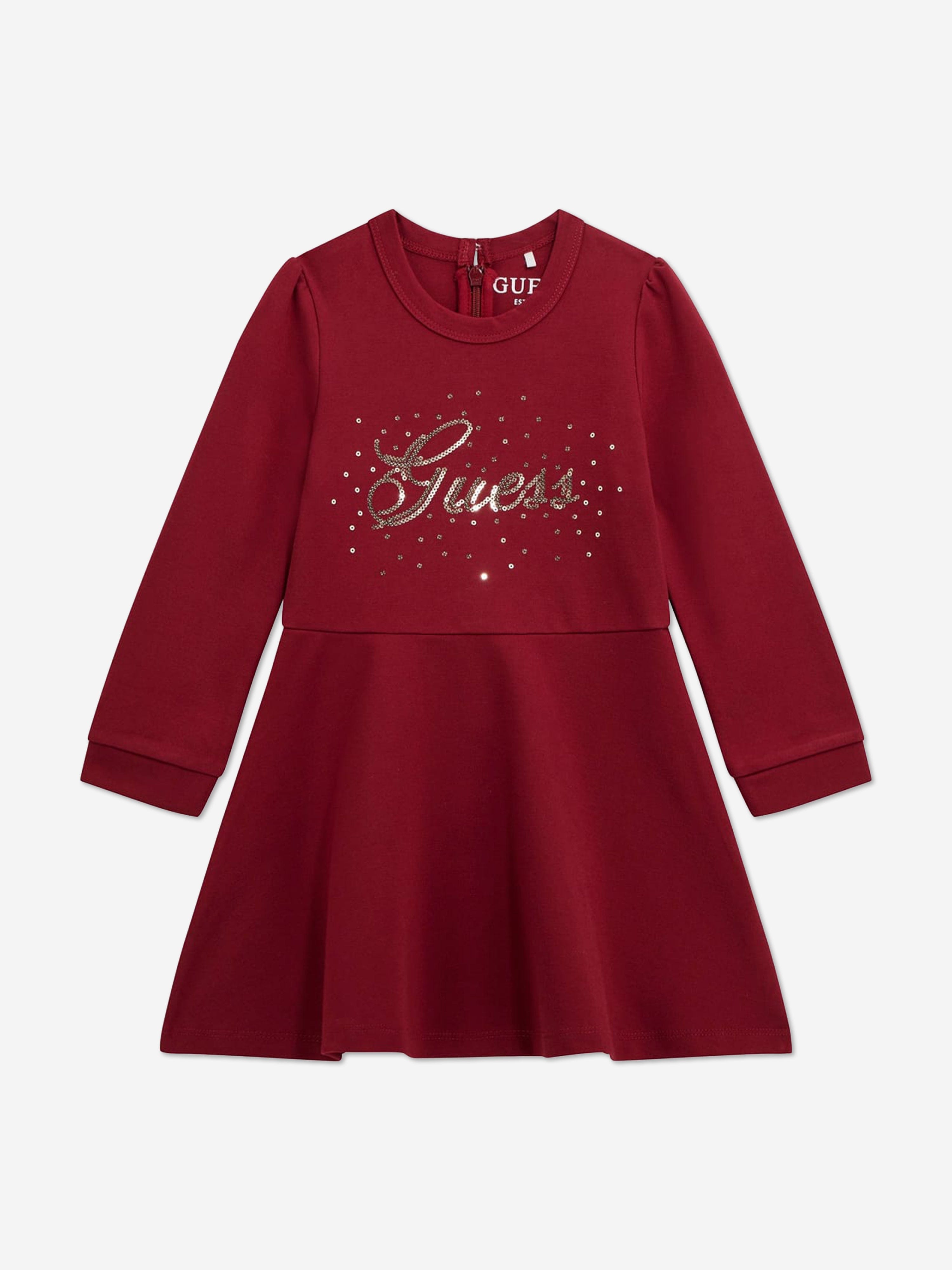 strapless open back dress Guess Girls Punto Milano Dress in Red