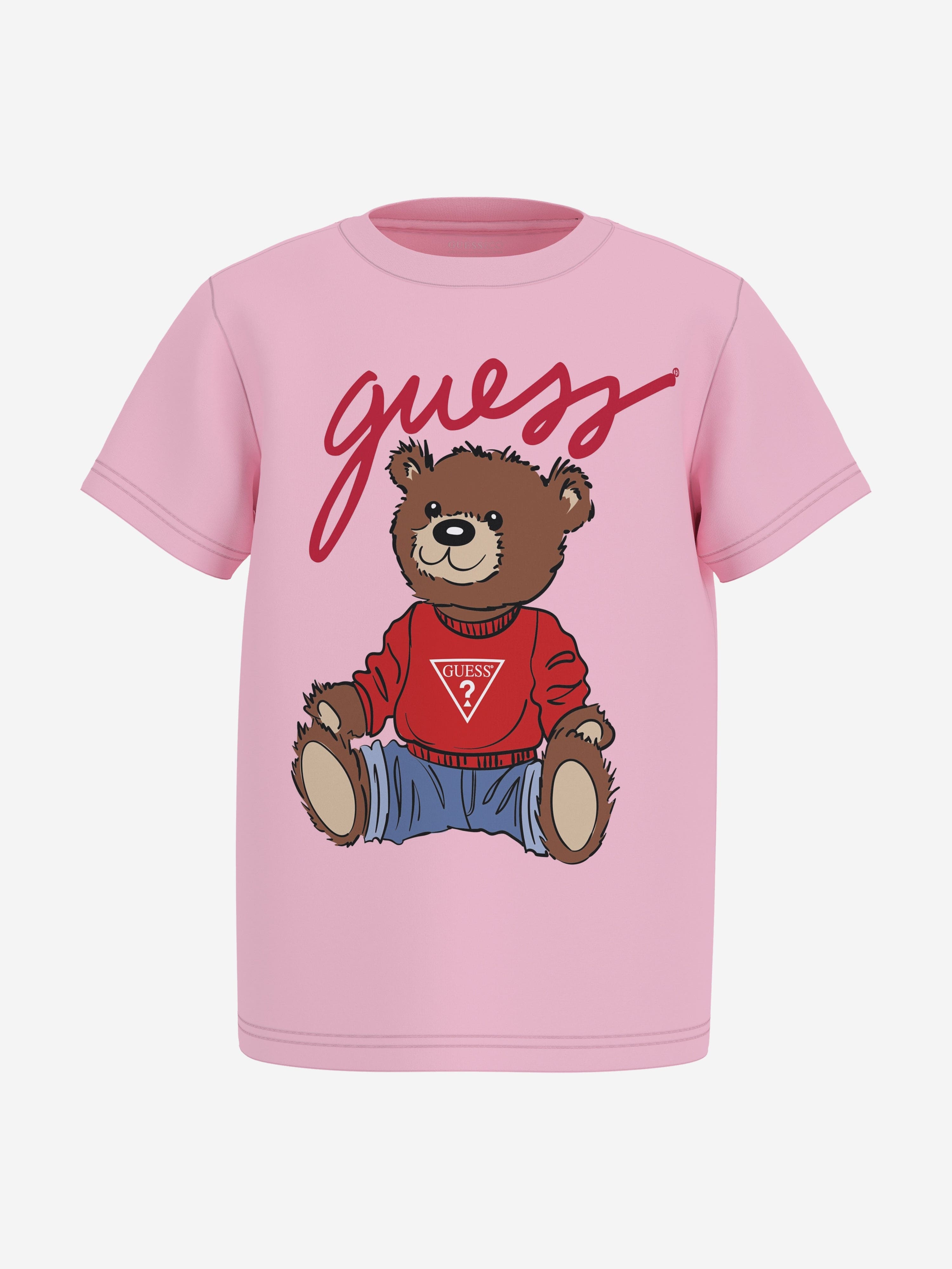 Jacquard Logo T Shirt Guess Bambino Guess Girls Teddy Bear T-Shirt