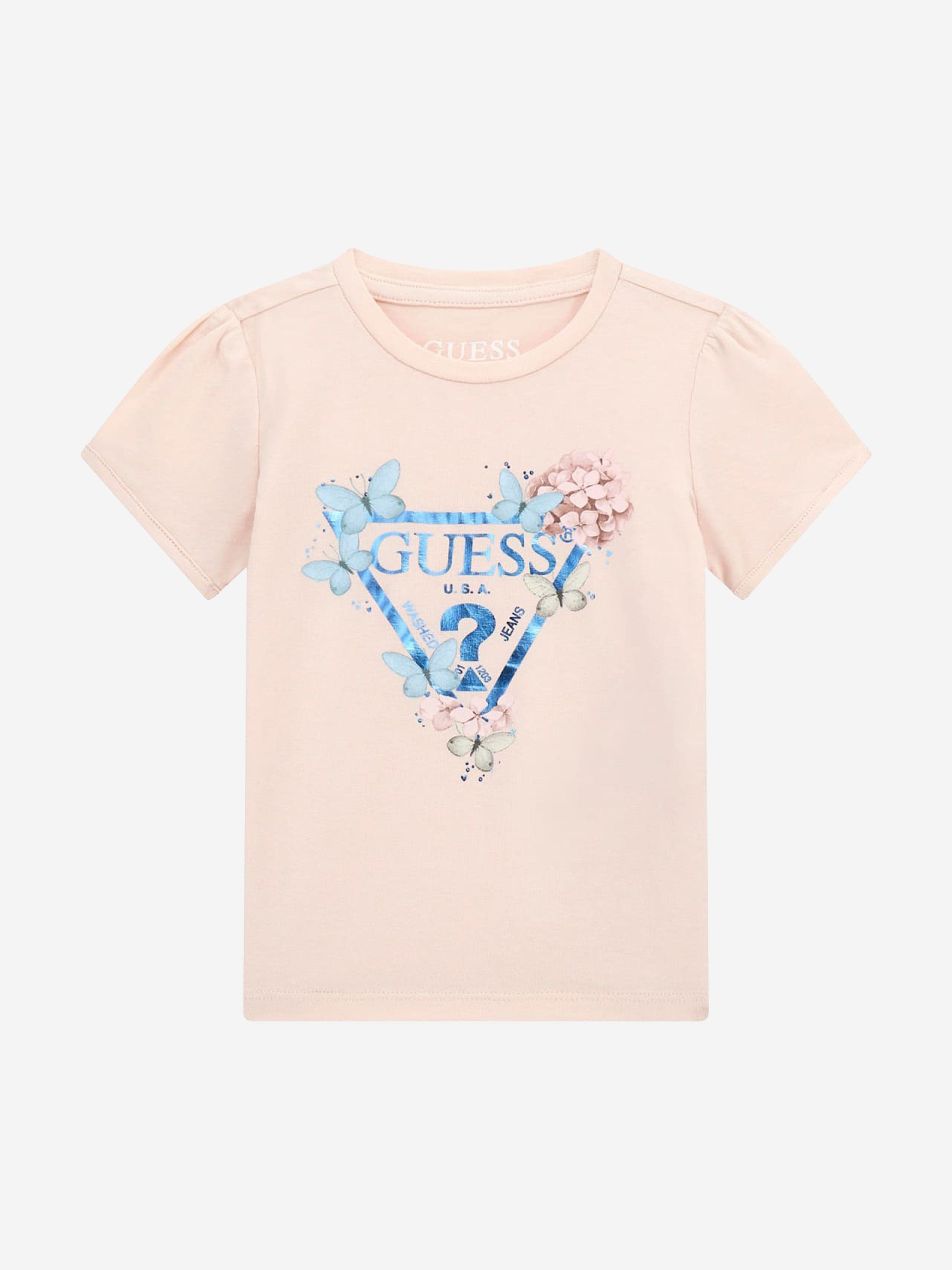 Guess Girls Logo T-Shirt in Pink - Main Image