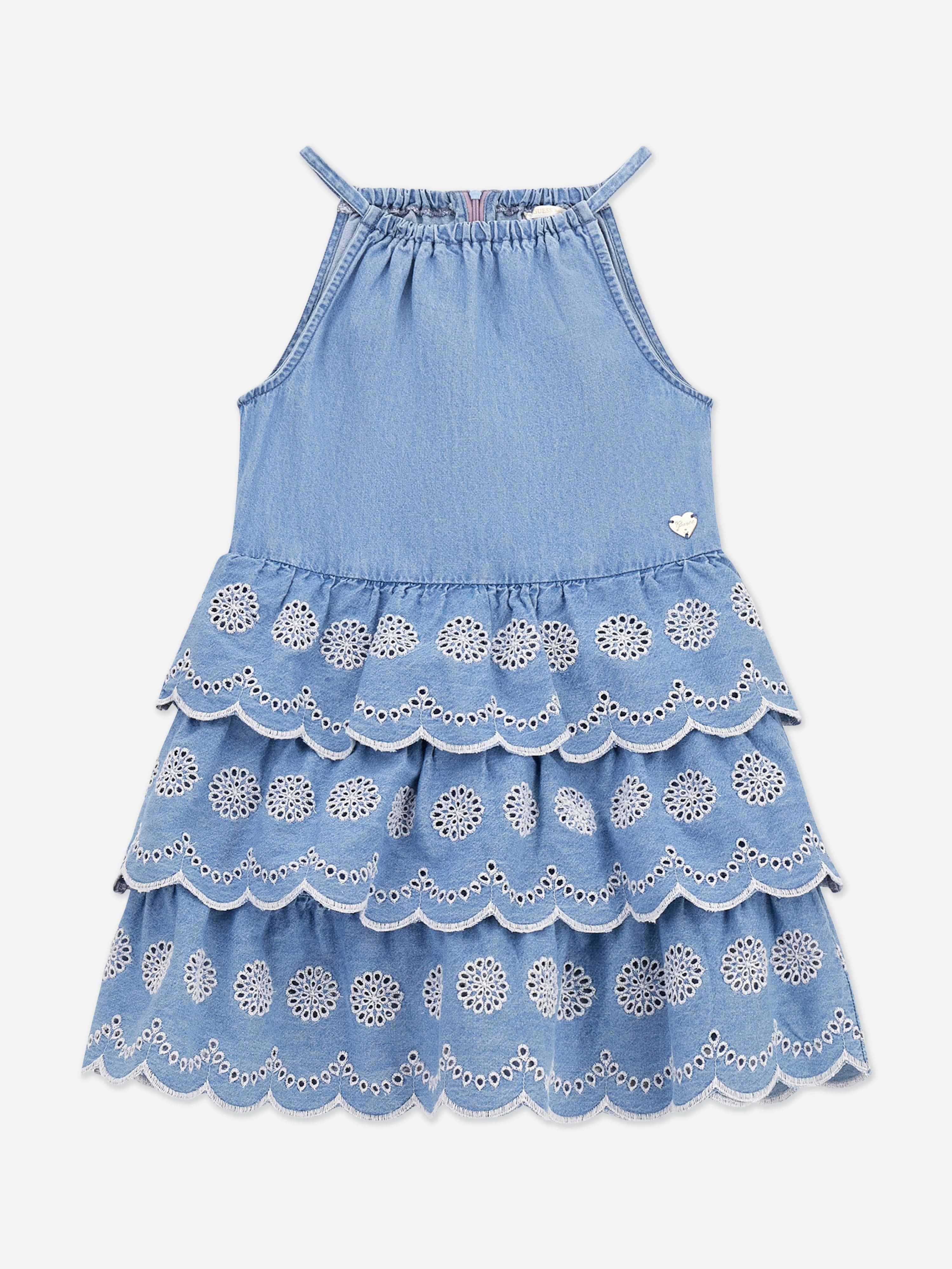 Guess Big Girls Denim Tiered Halter Neck Dress - Blue Denim - Size 14 Guess Big Girls Denim Tiered Halter Neck Dress - Blue Denim - Size 14
