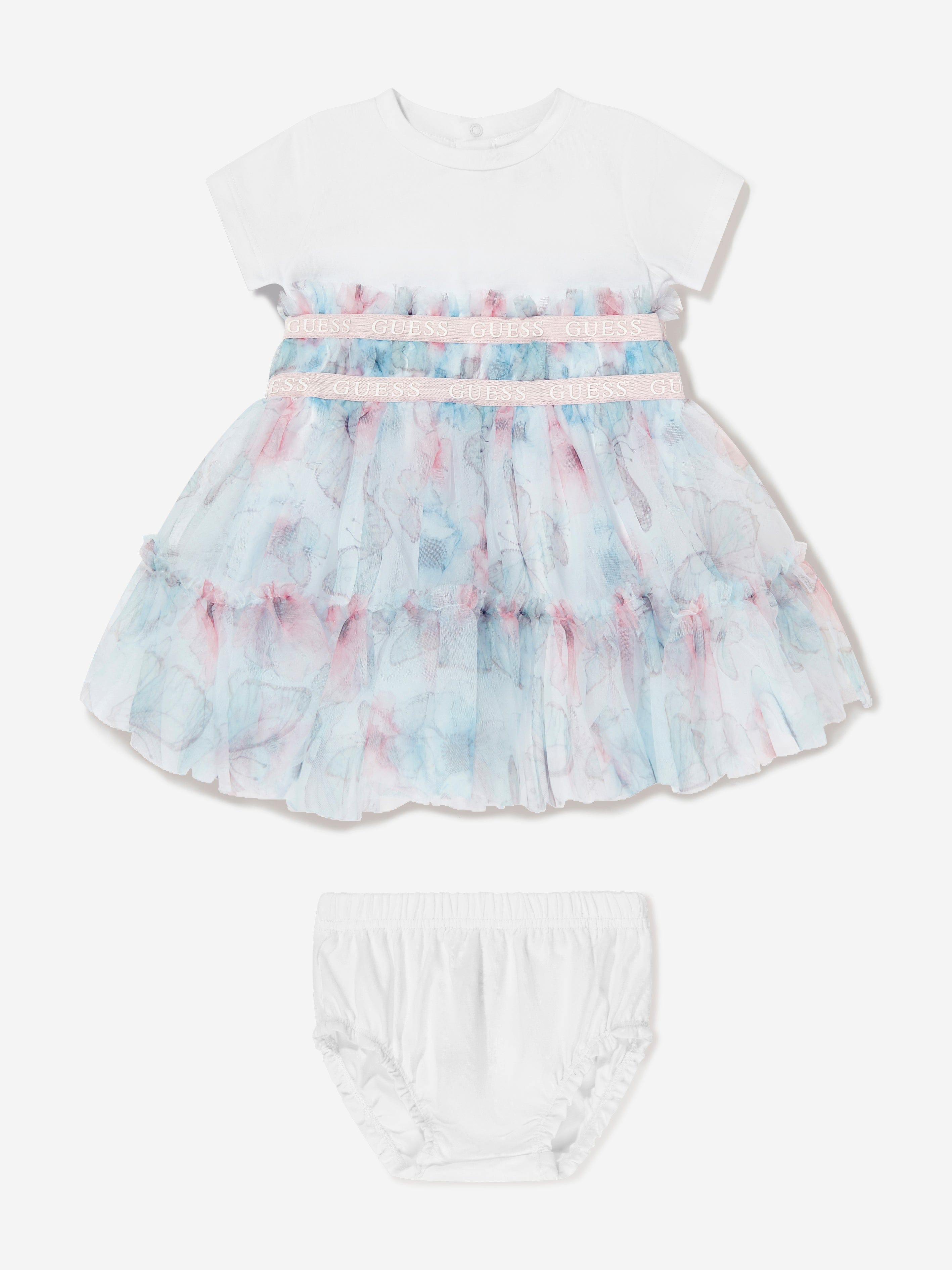 Guess Baby Girls Butterfly Collage Dress in Blue