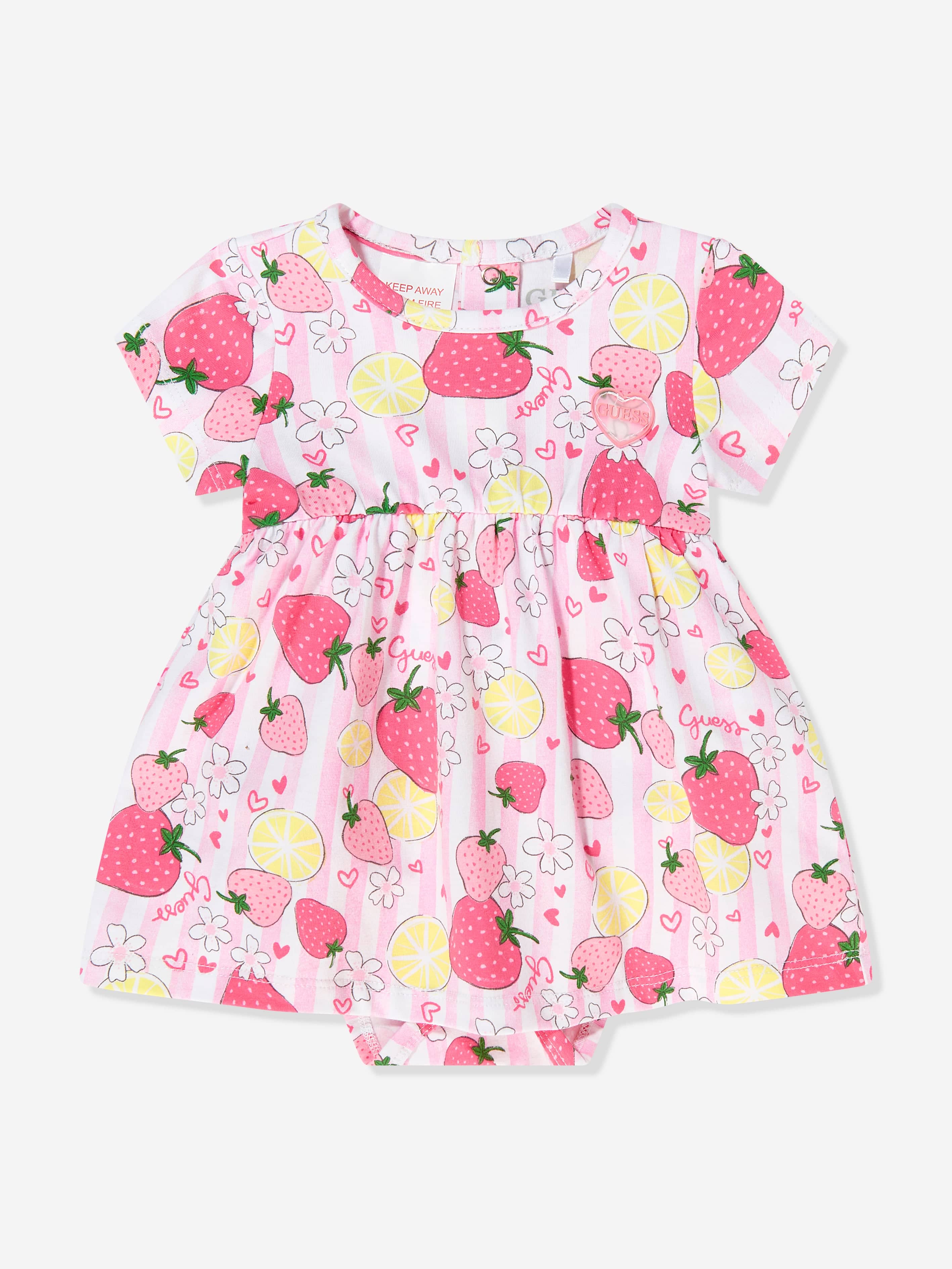 Guess Baby Girls Strawberry Bodysuit Dress in Pink 0 Guess Baby Girls Strawberry Bodysuit Dress in Pink 0