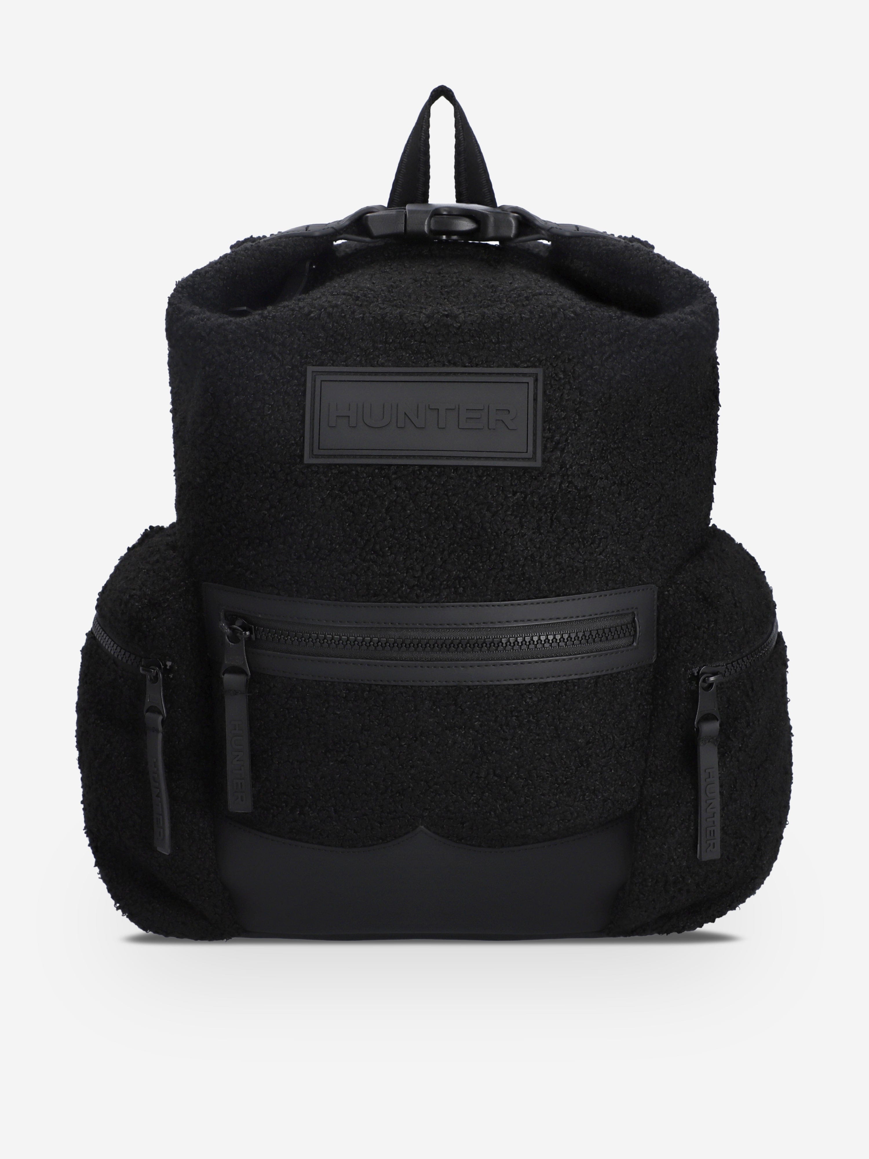 hunter mini top clip backpack black Hunter Kids Renfrew Borg Sherpa Top Clip Backpack in Black (38cm)