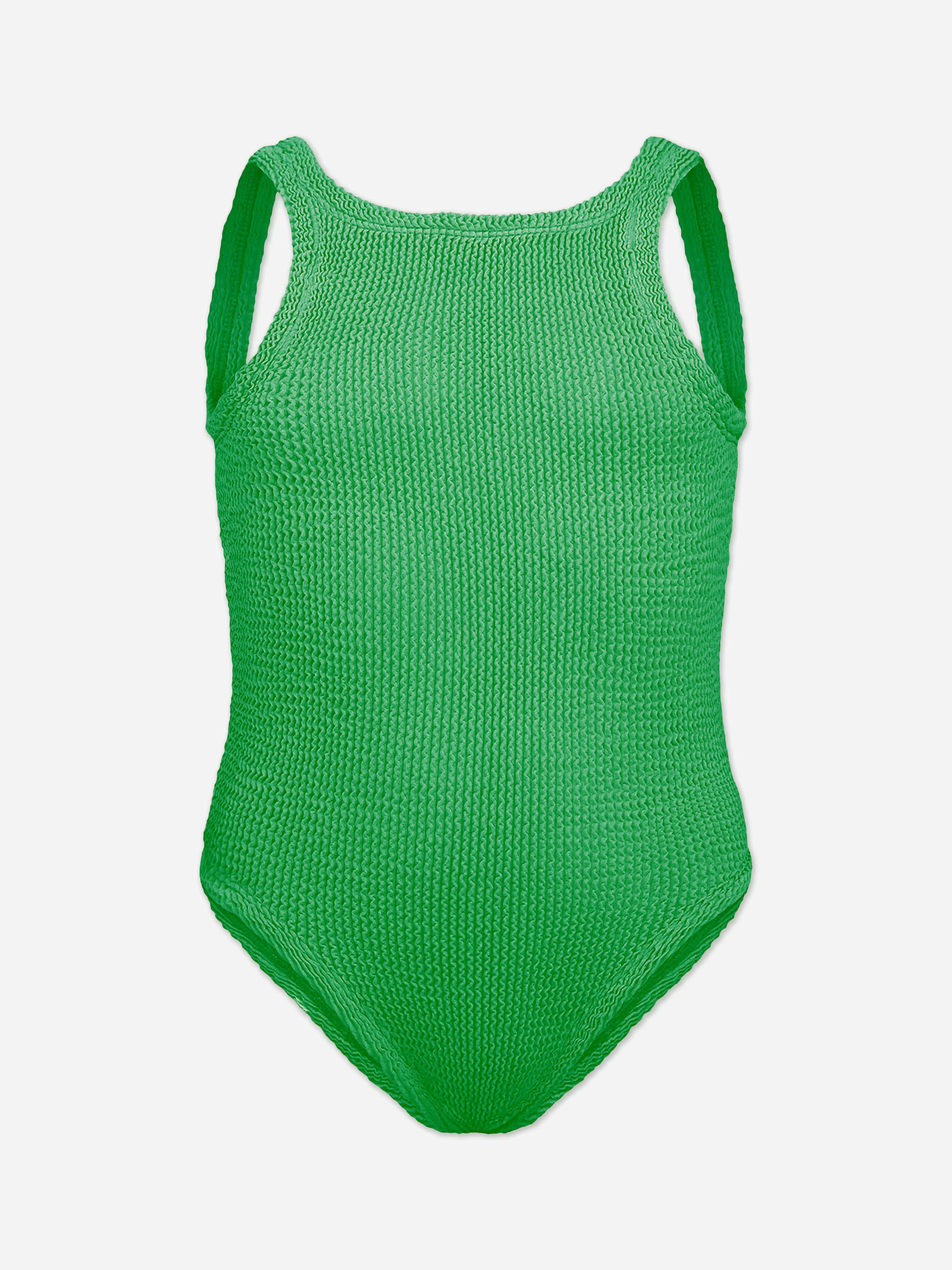 hunza g green dress HUNZA G Polly Crinkled Stretch-Woven Mini Dress