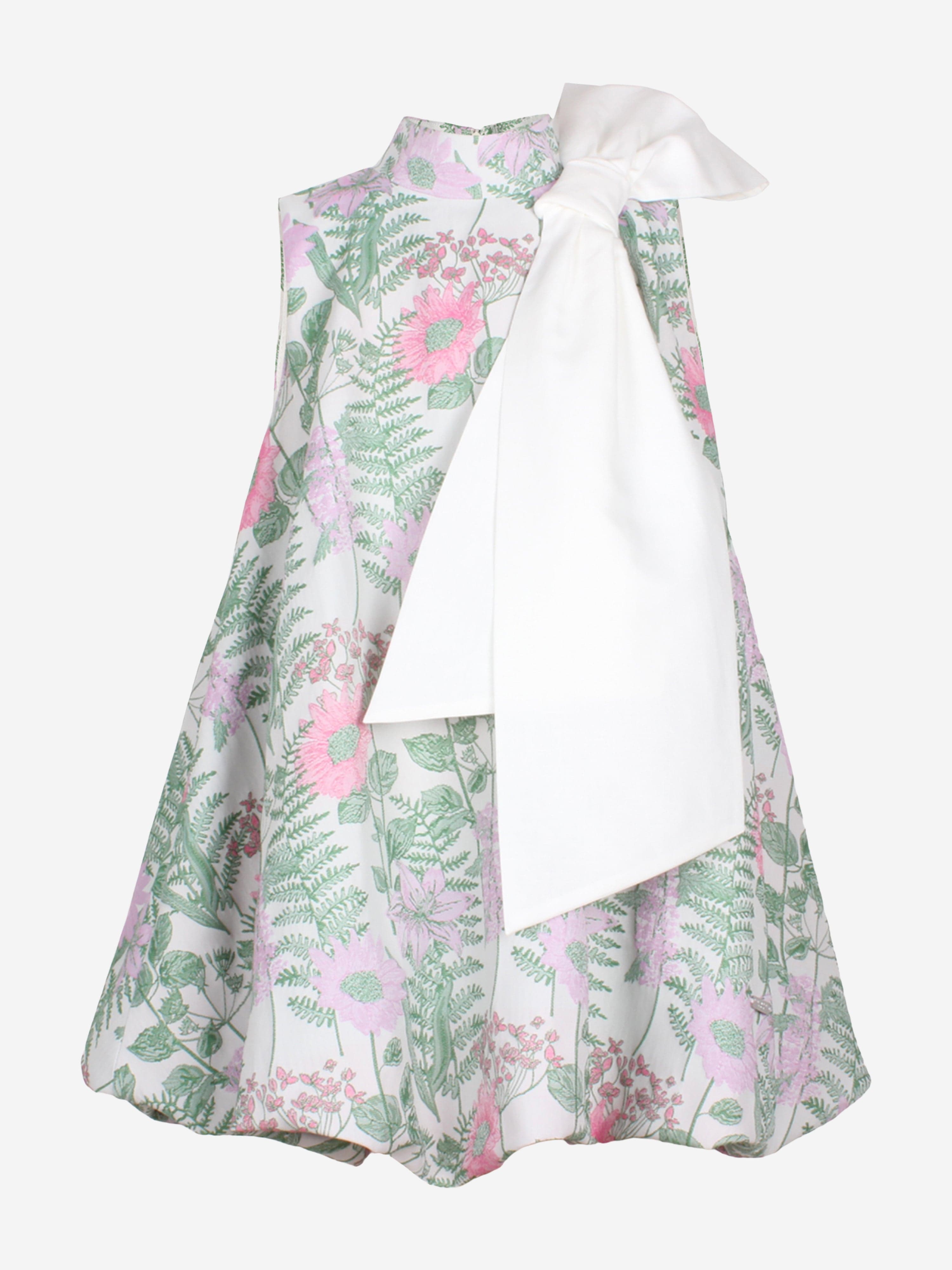 Jessie And James Girls Enchanted Forest Jacquard Dress in Green 3 Yrs