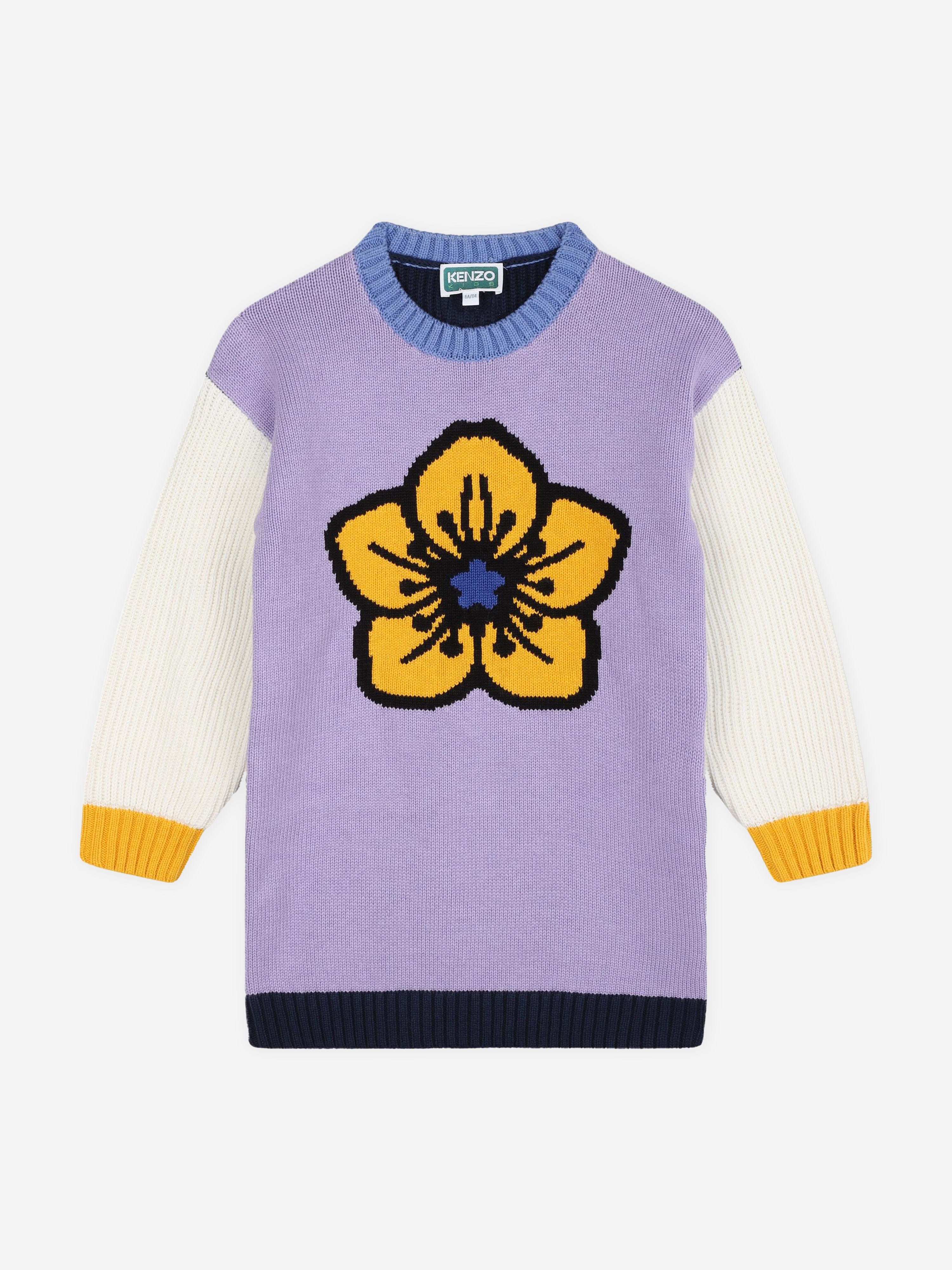 KENZO Girls Knitted Flower Dress in Purple KENZO Girls Knitted Flower Dress in Purple