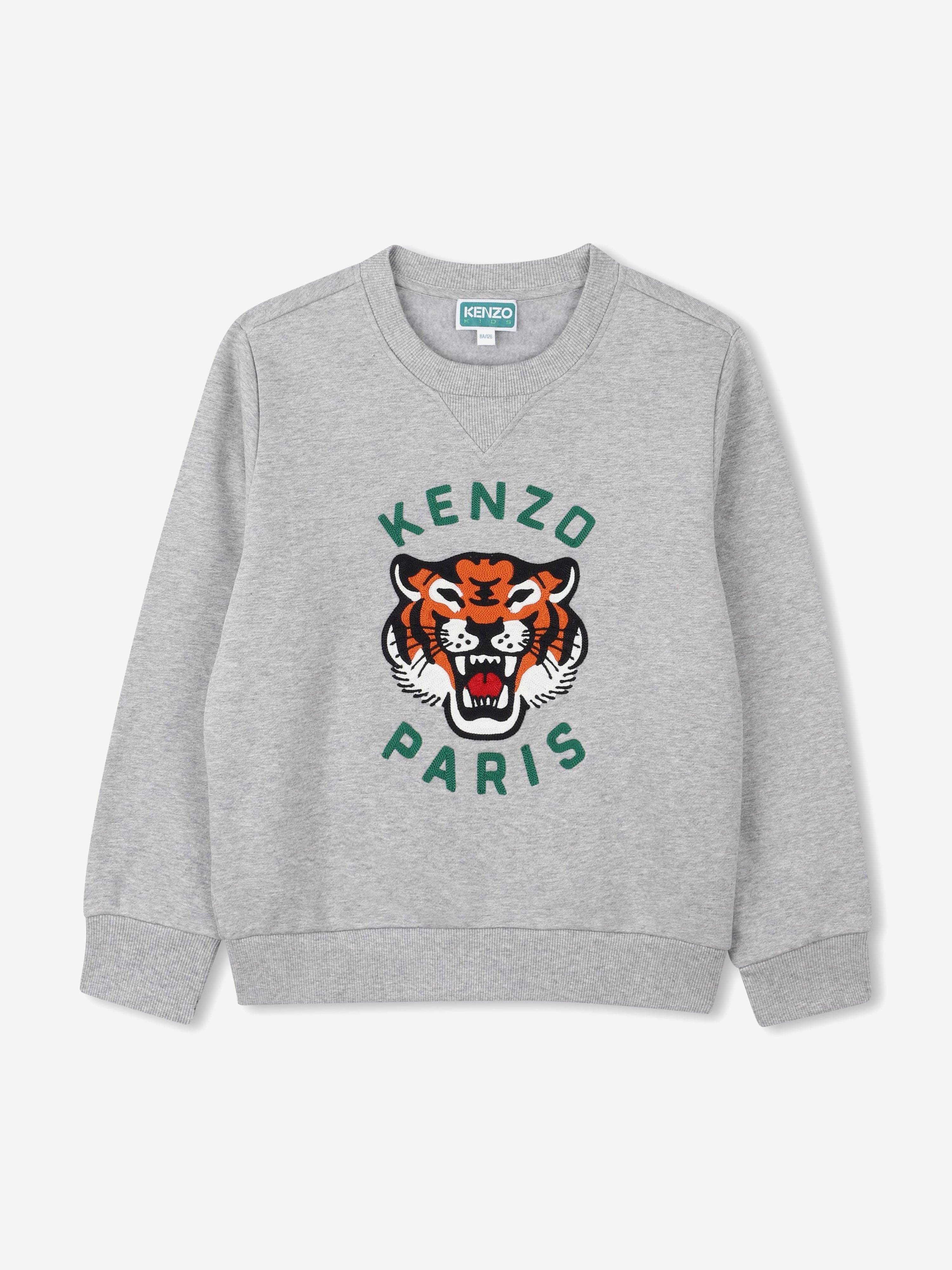 KENZO Boys Lucky Tiger Sweatshirt in Grey | Childsplay Clothing