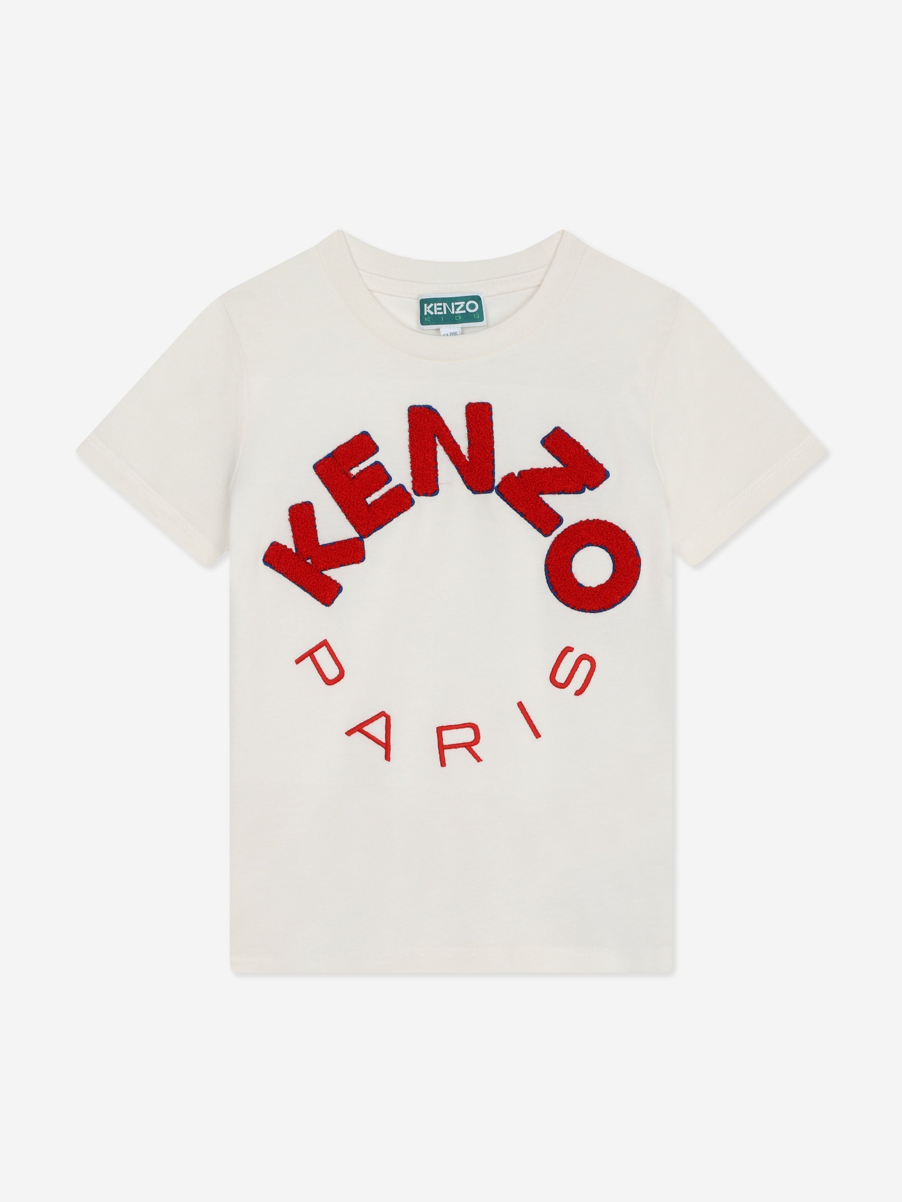 KENZO KIDS KENZO Kids Paris Logo T-Shirt in Ivory | Childsplay 