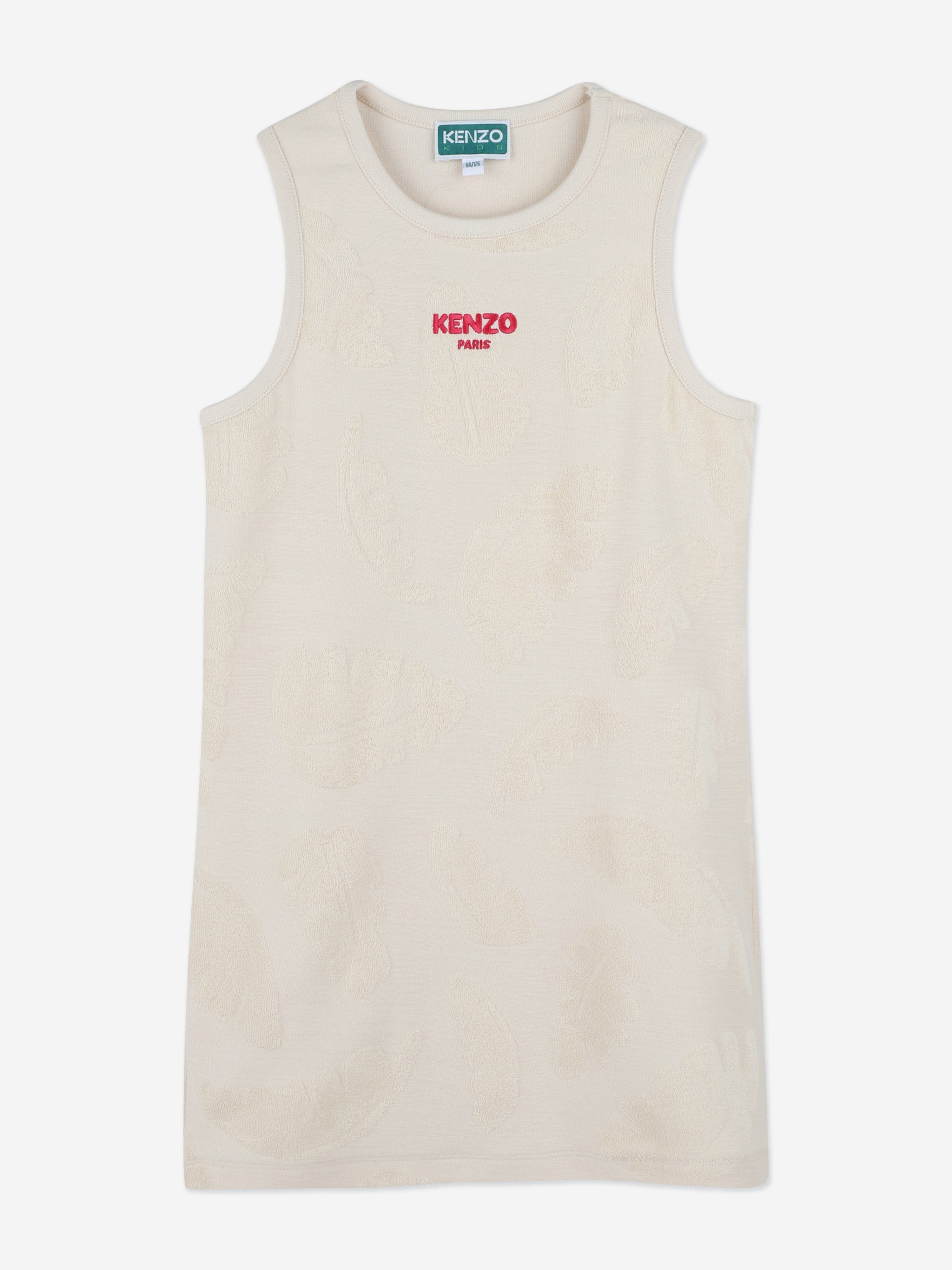 Kenzo Girls Logo Tank Dress in Beige 8 Yrs