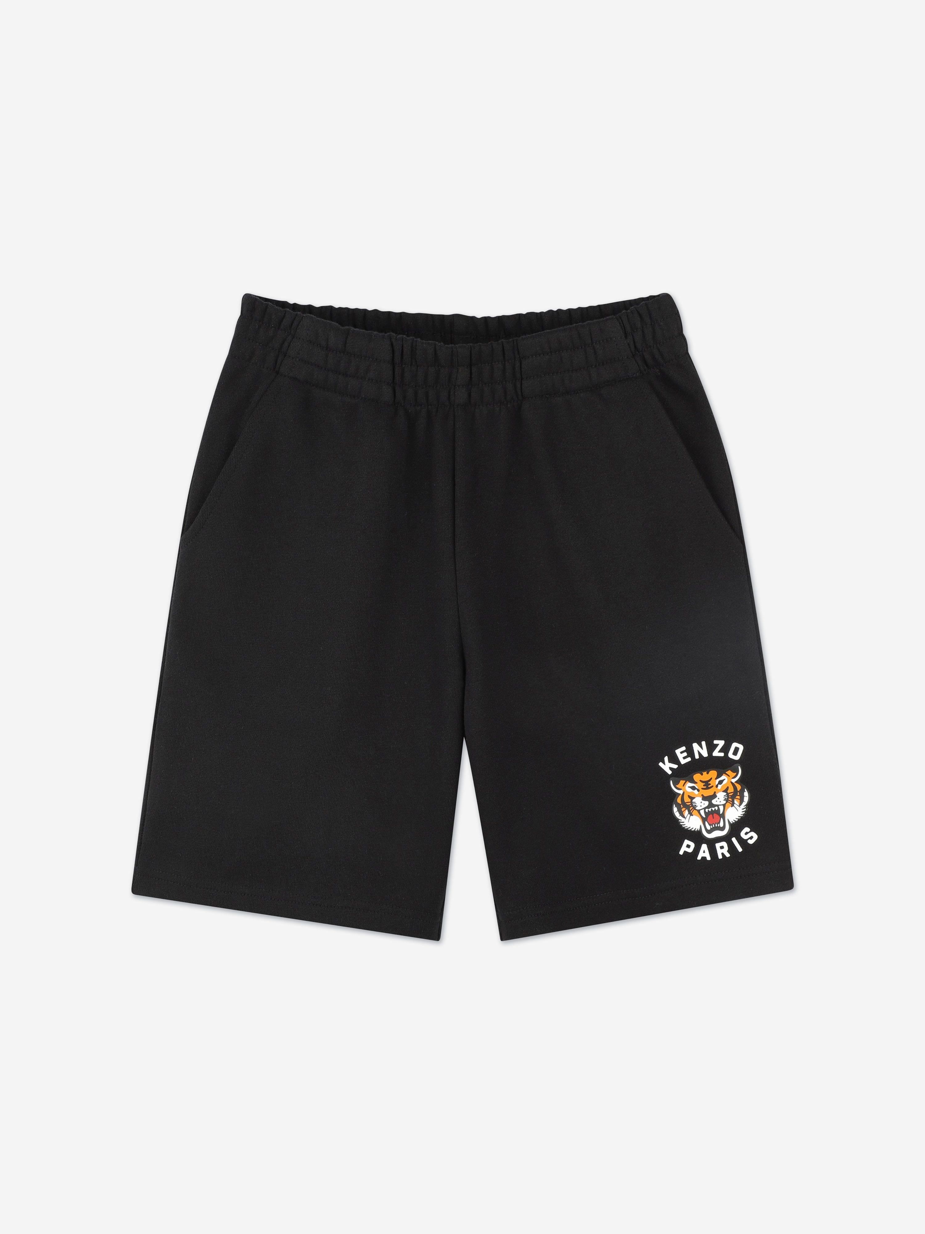 KENZO KIDS KENZO Boys Tiger Logo Shorts in Black Childsplay Clothing