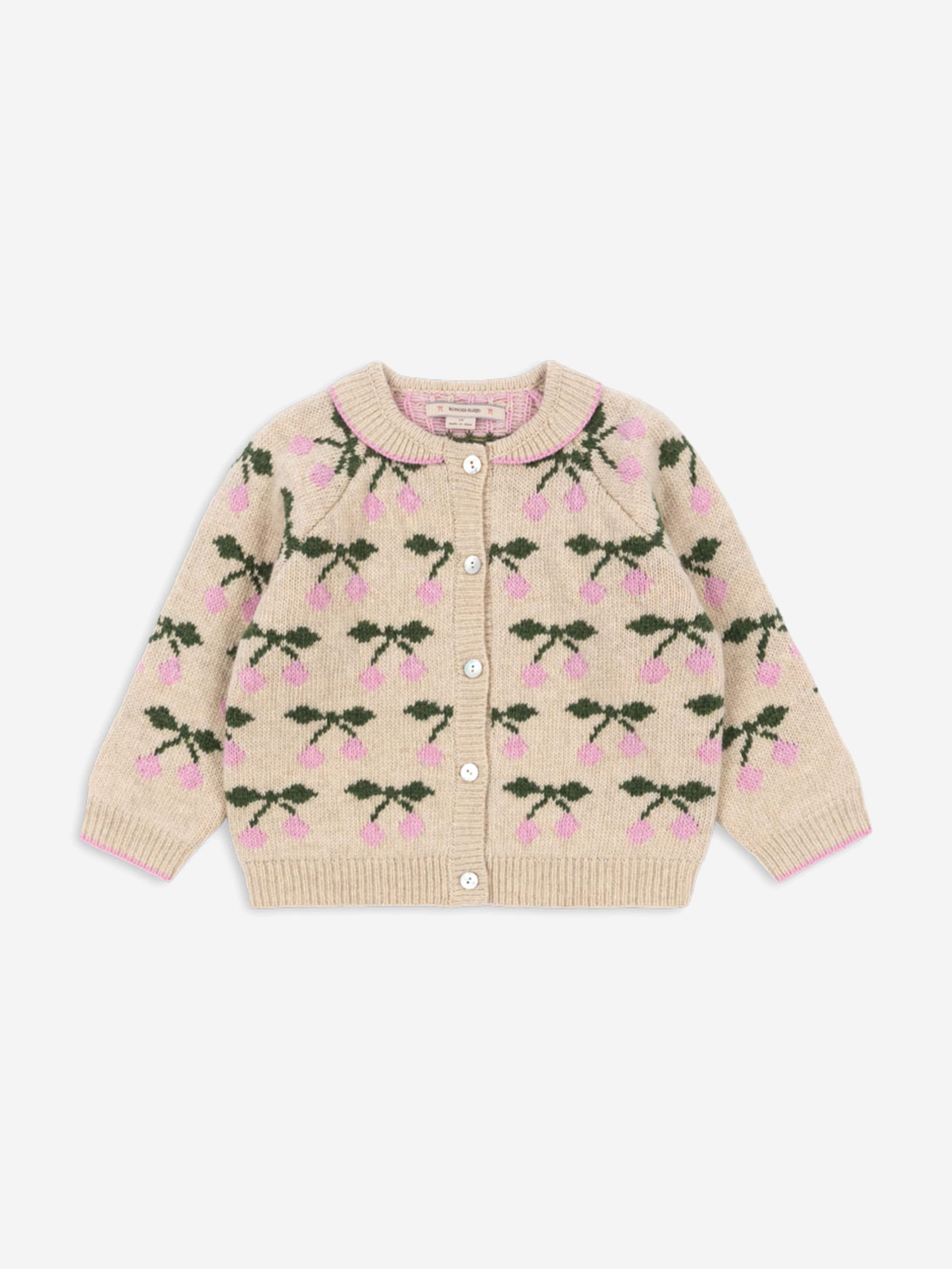 Konges Sløjd Girls Cherry Belou Knit Cardigan in Ivory