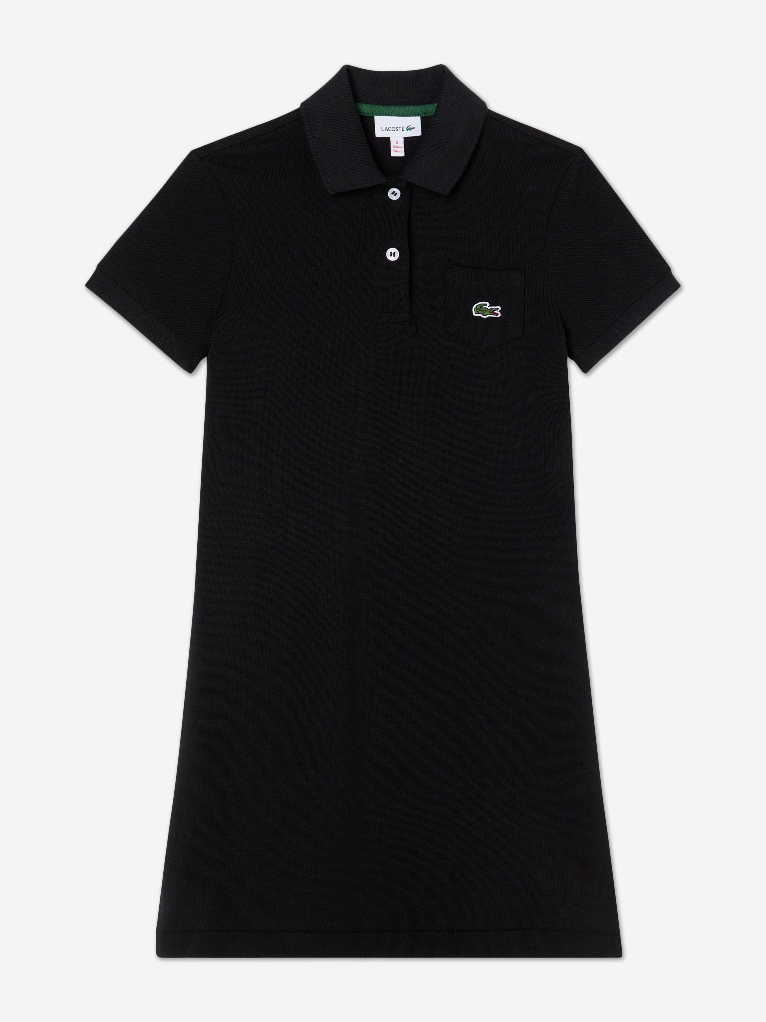 Lacoste Girls Logo Pocket Polo Dress in Black 4 Yrs Lacoste Girls Logo Pocket Polo Dress in Black 4 Yrs