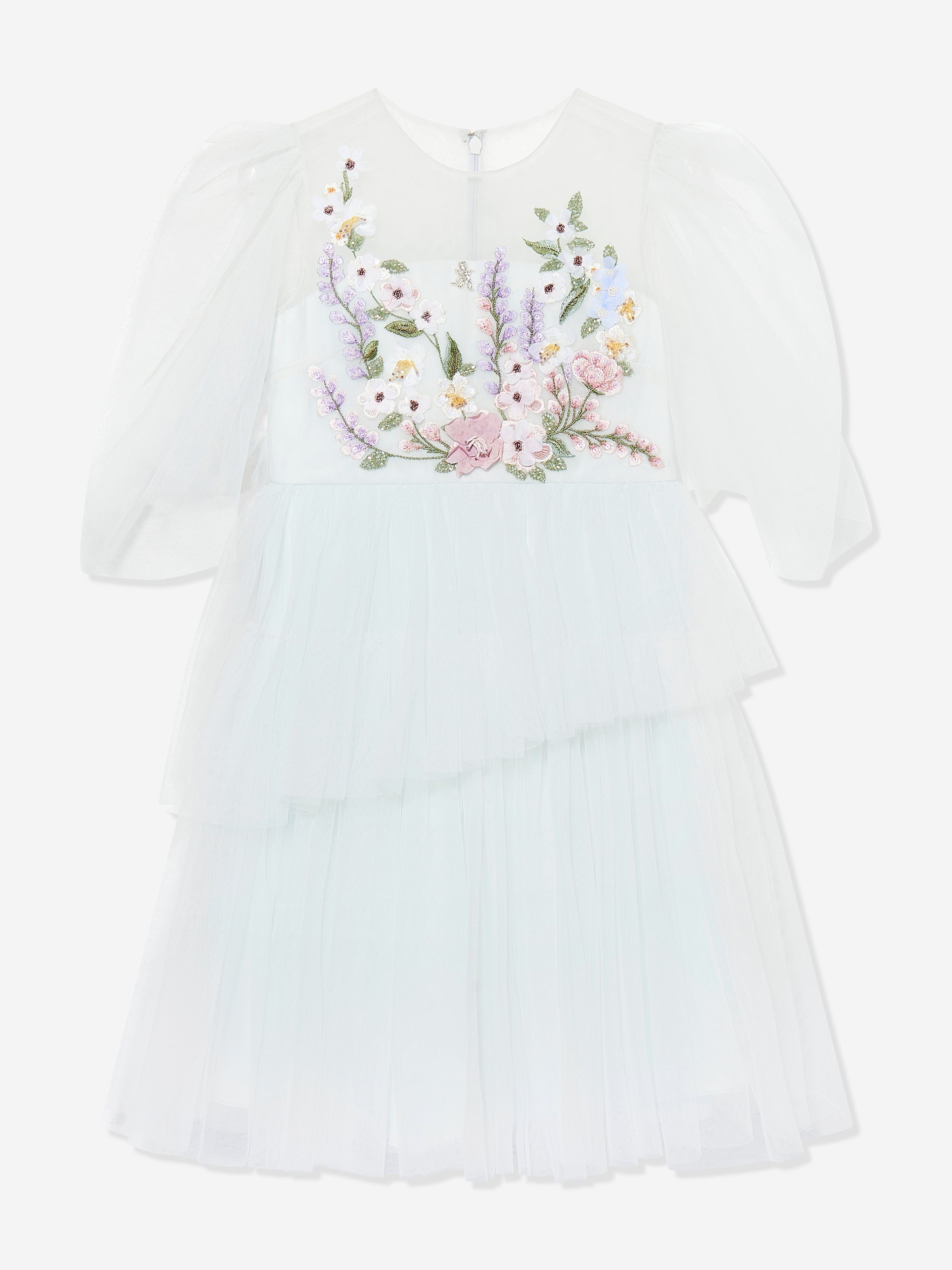 Maison Ava Girls Ariel Tulle Occasion Dress in Blue