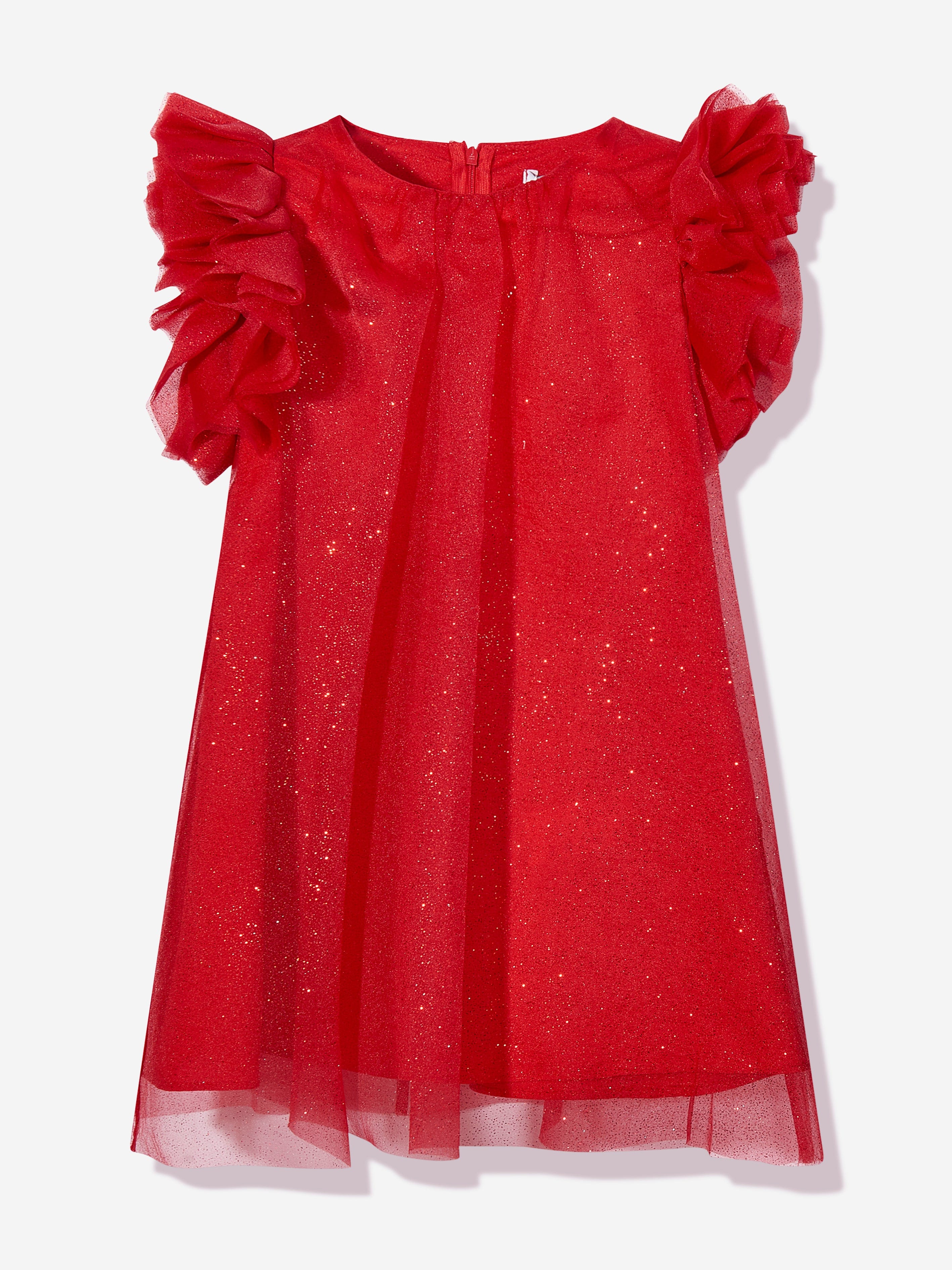 Mama Luma Girls Puffy Sleeves Tulle Dress in Red Mama Luma Girls Puffy Sleeves Tulle Dress in Red