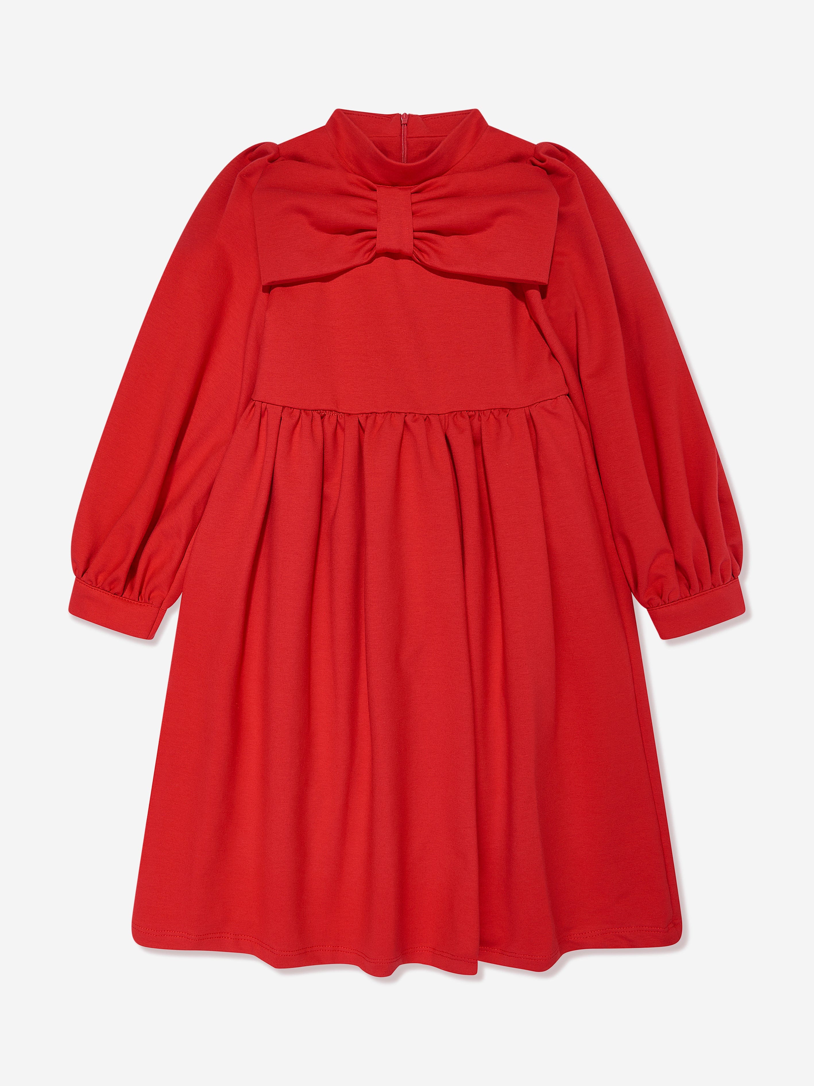 Mama Luma Girls Pleated Bow Dress in Red 3