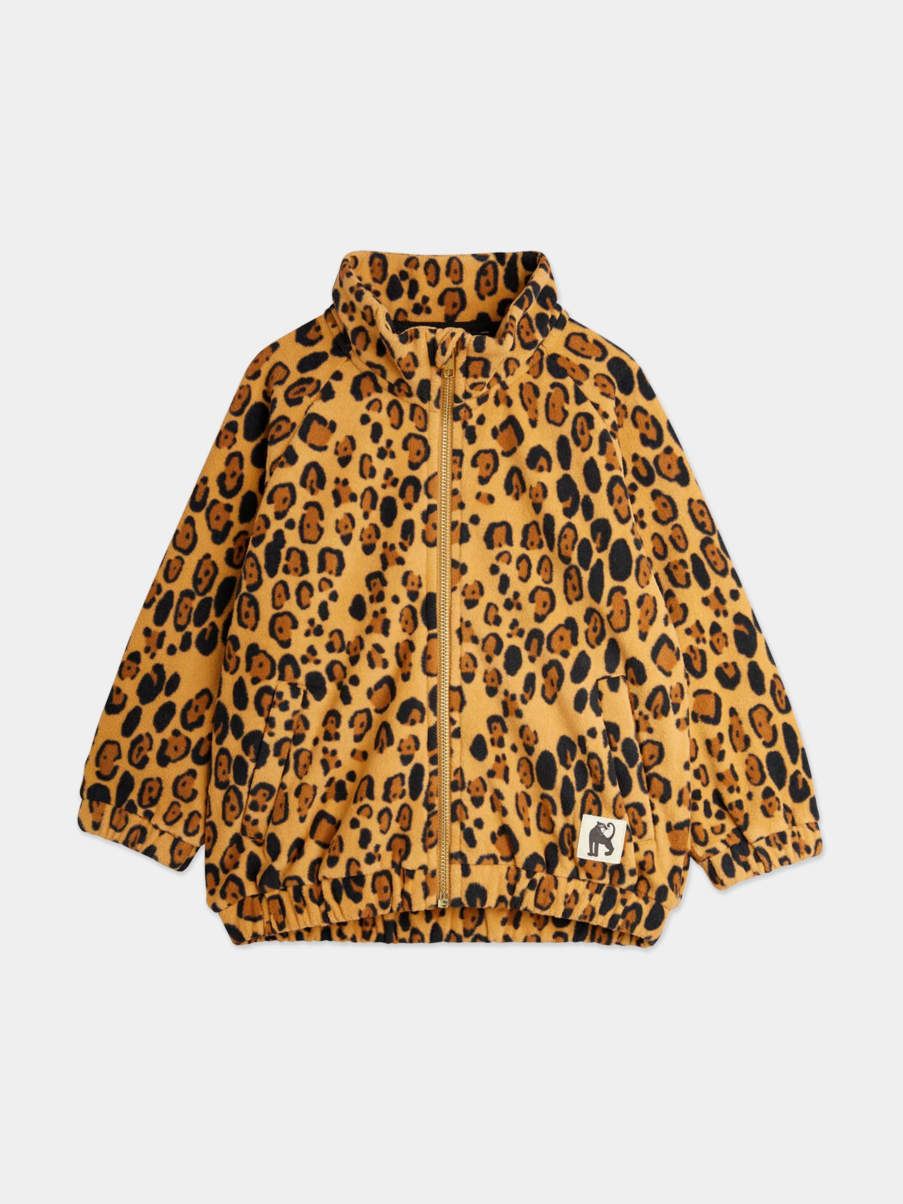 mini rodini leopard dress Beige Leopard Fleece Jacket Kids