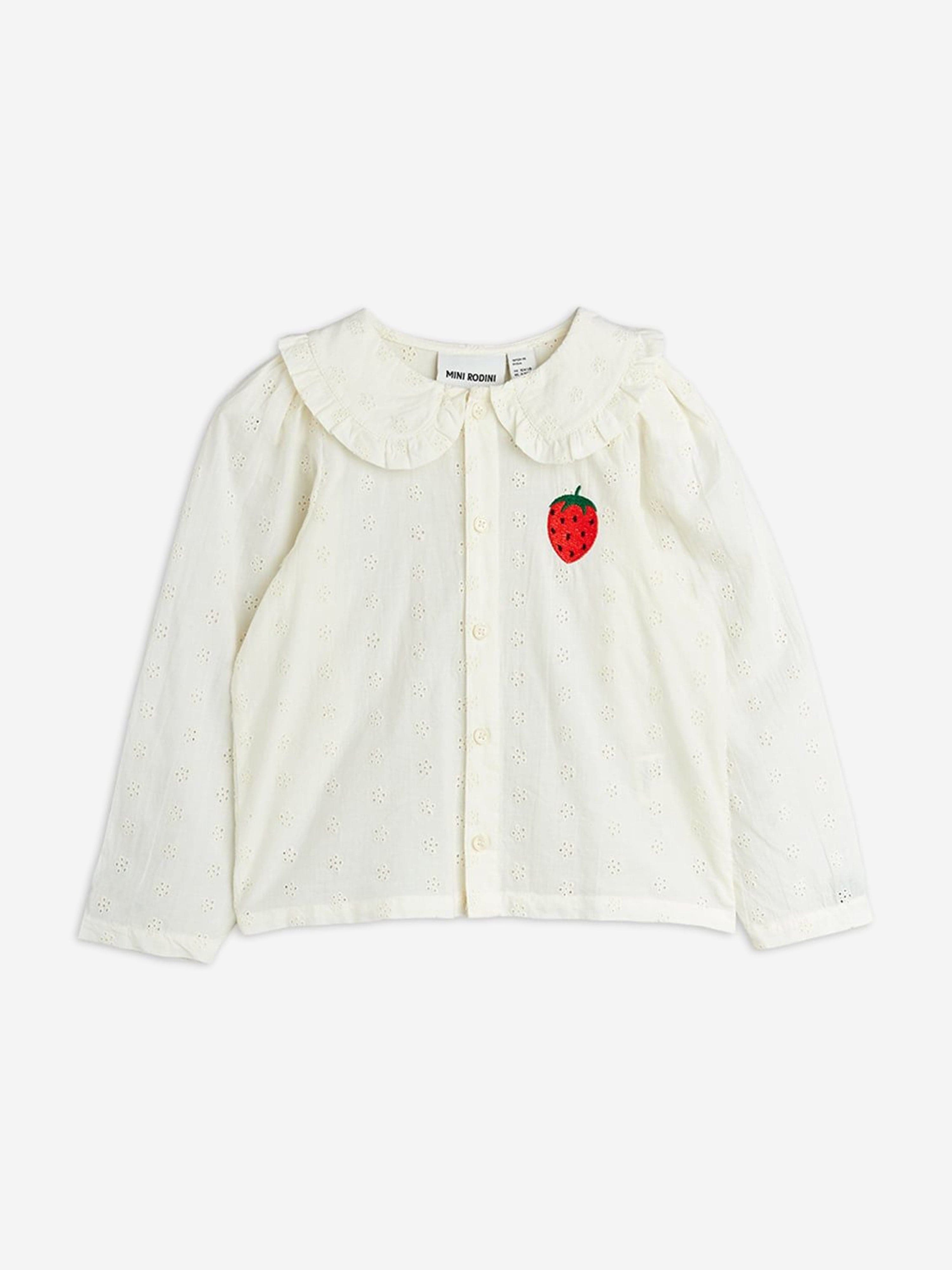 mini rodini strawberry dress White Strawberry Schiffli Blouse Kids