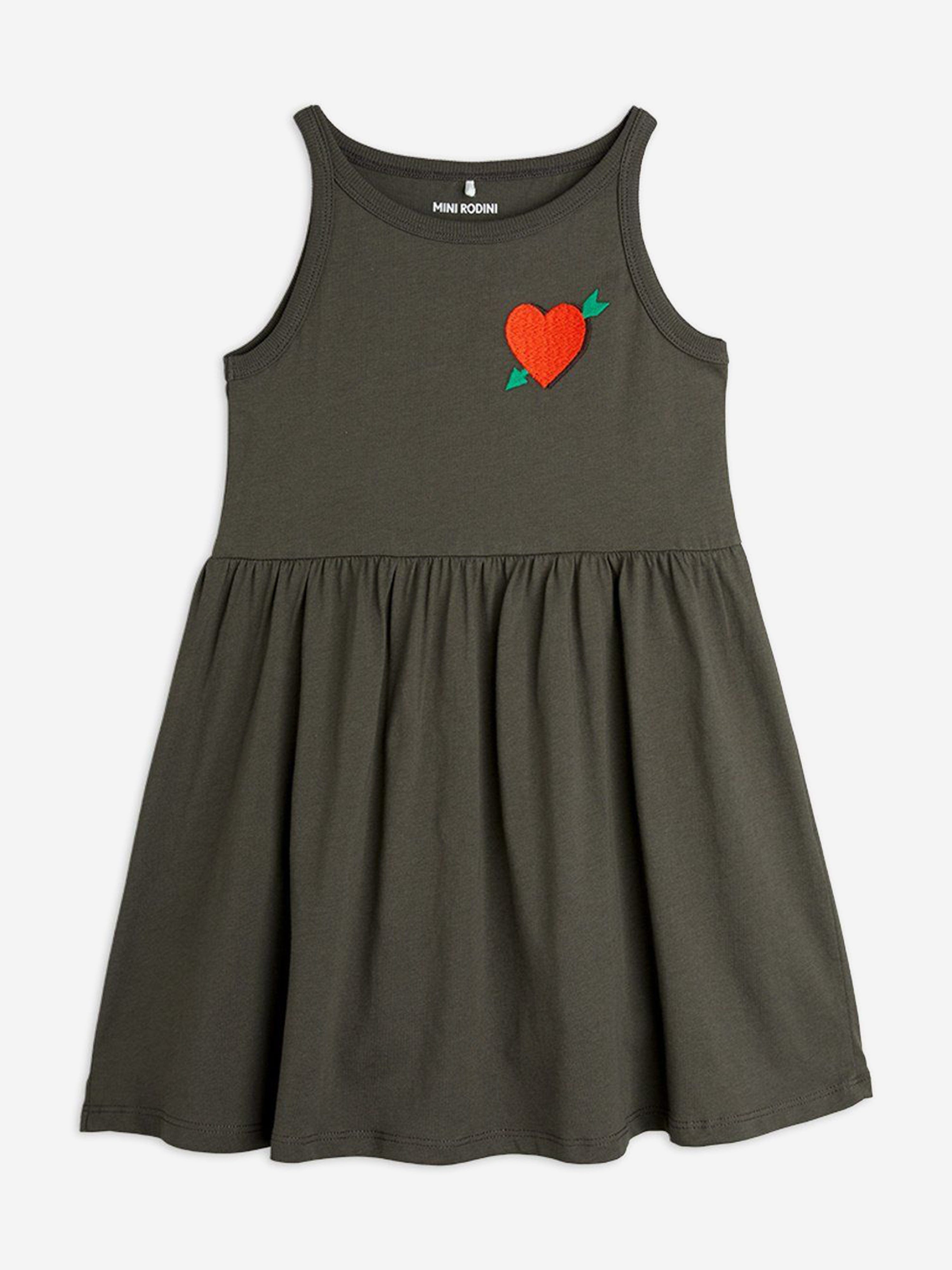 Mini Rodini Girls Arrowed Heart Tank Dress in Black Mini Rodini Girls Arrowed Heart Tank Dress in Black
