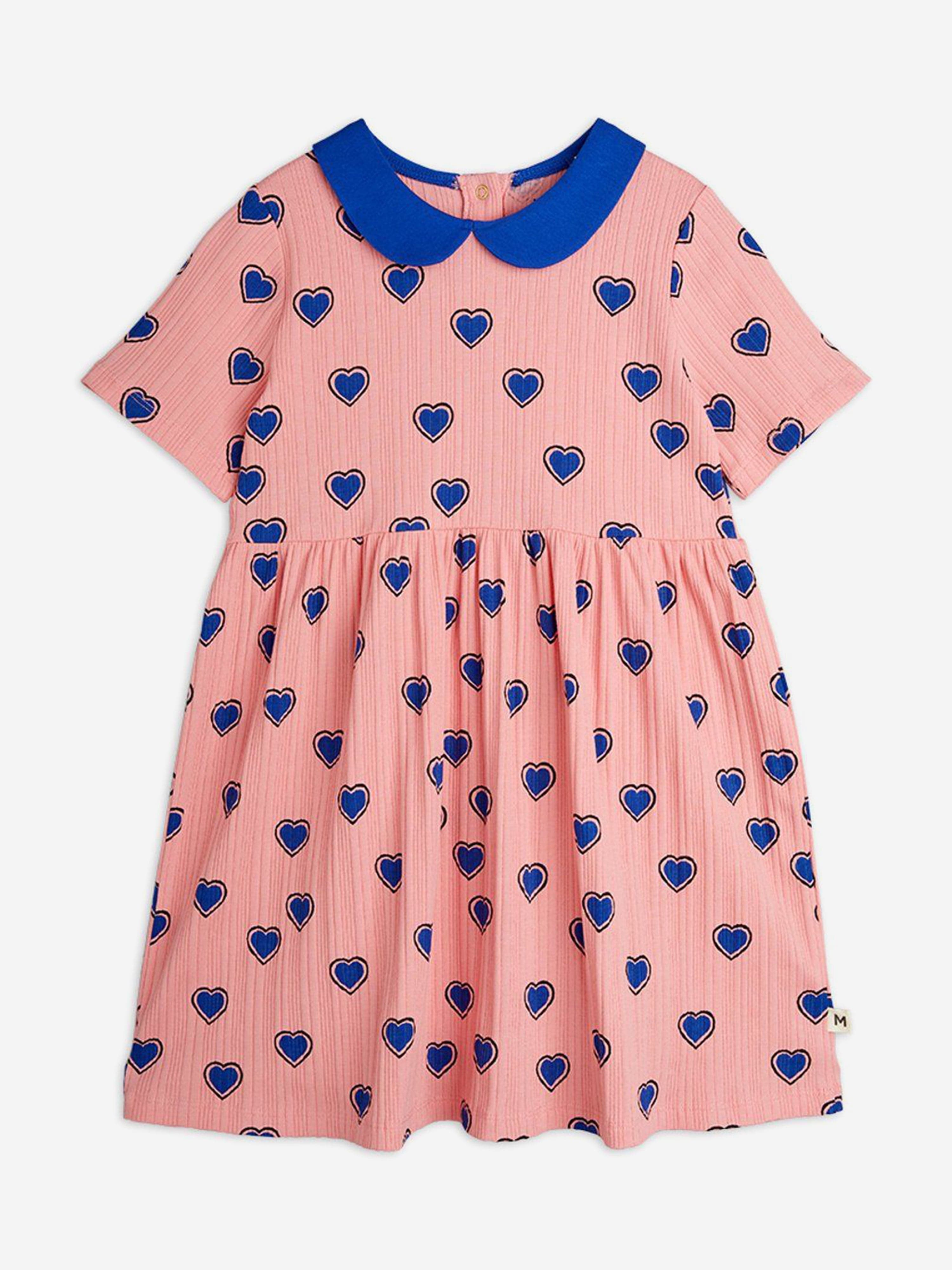 mini rodini heart dress Mini Rodini Girls Hearts AOP Dress in Pink