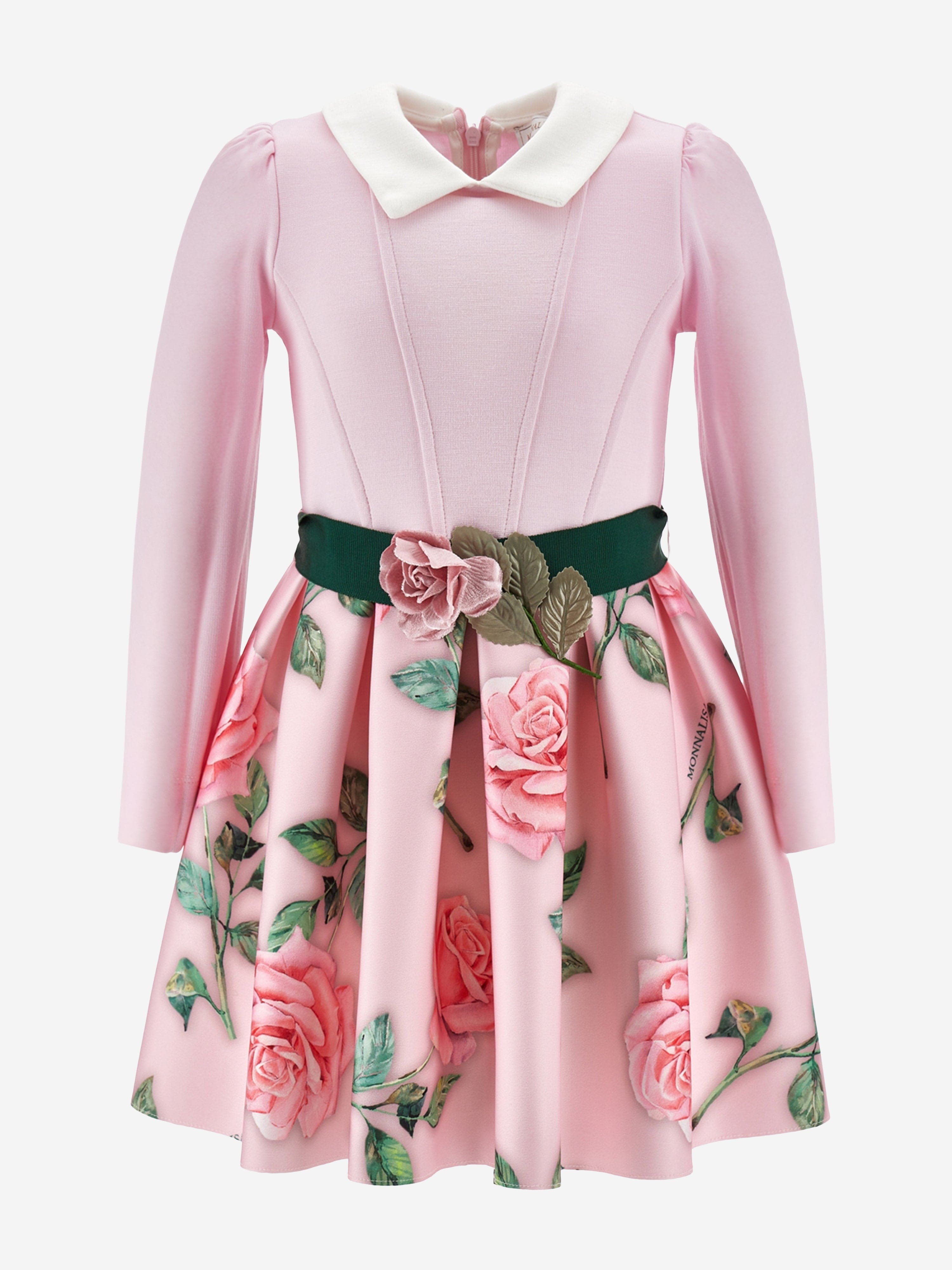 monnalisa pink dress MONNALISA Viscose Dress With Coated Belt