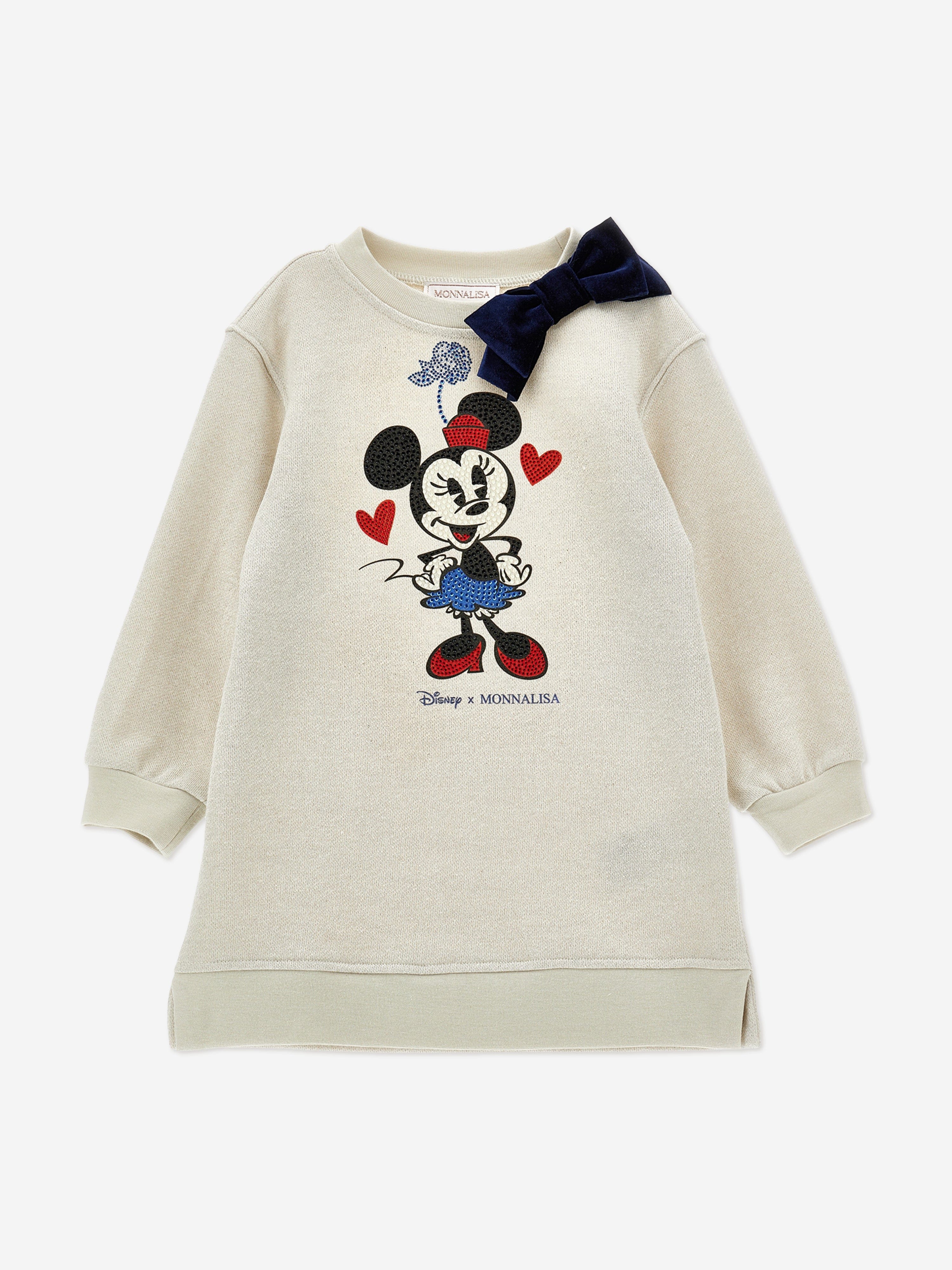 Monnalisa Girls Minnie Mouse Sweater Dress in Beige