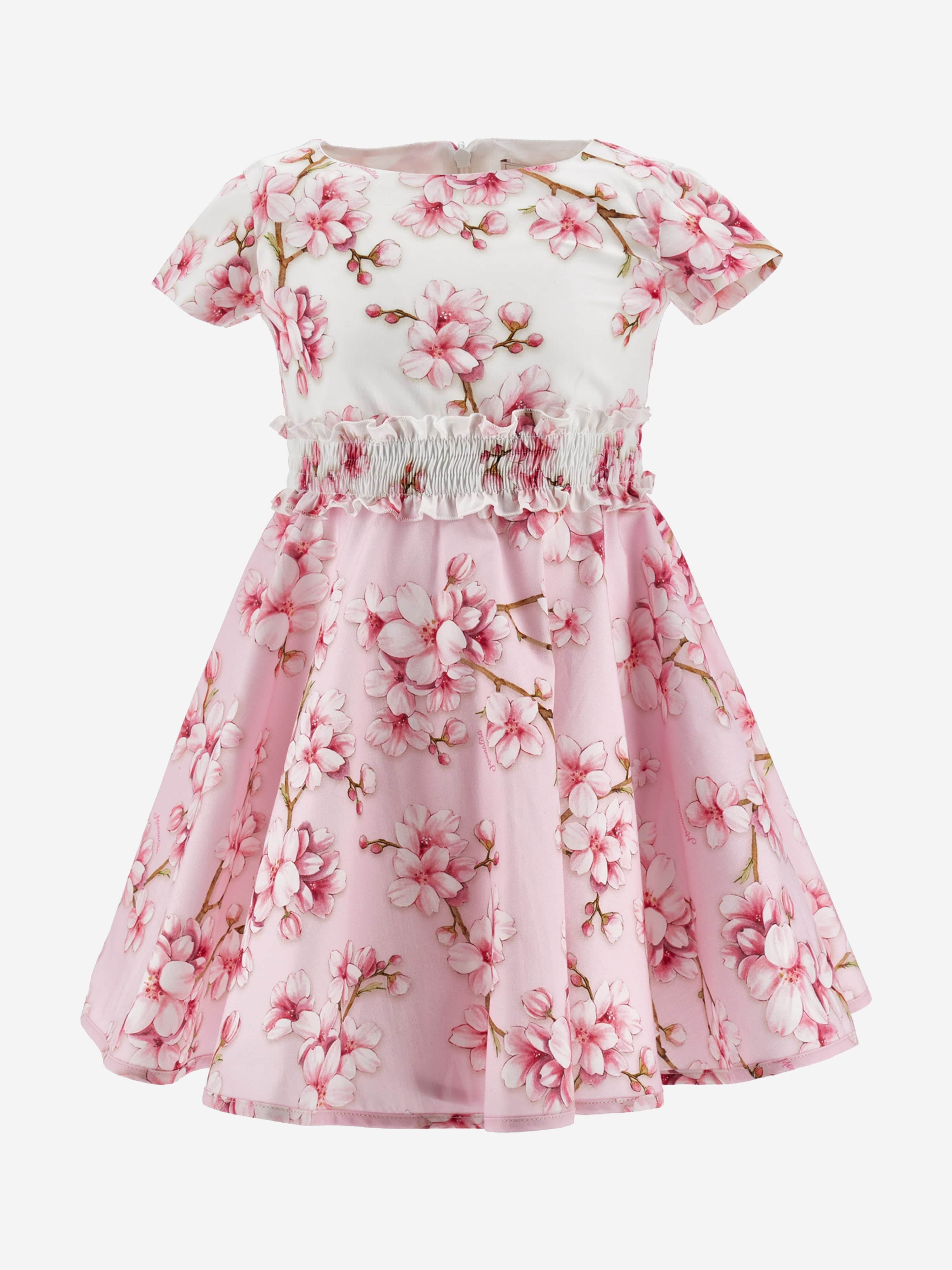 designer girls dresses from monnalisa Monnalisa Girls Peach Blossom Dress in Pink