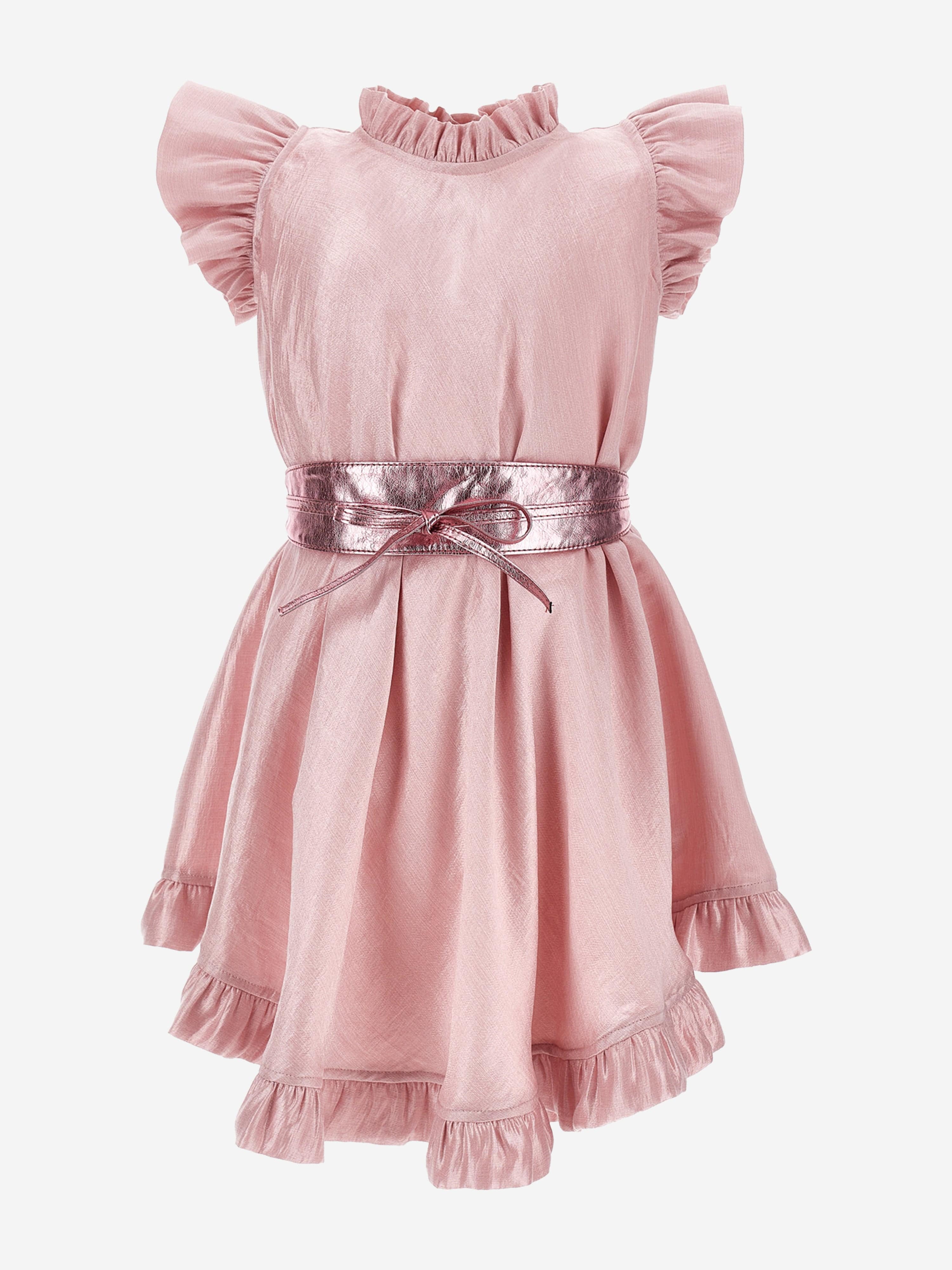 monnalisa pink dress Monnalisa Girls Pink Satin Floral Summer Party Dress