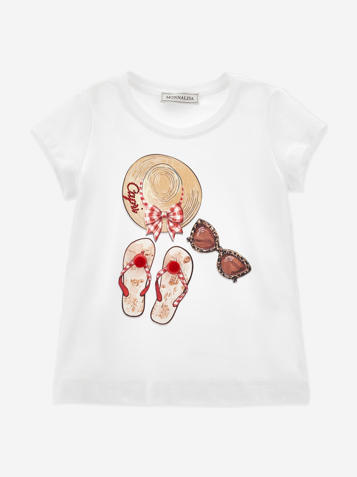 Monnalisa Girls Beach Time T-Shirt in White | Childsplay Clothing