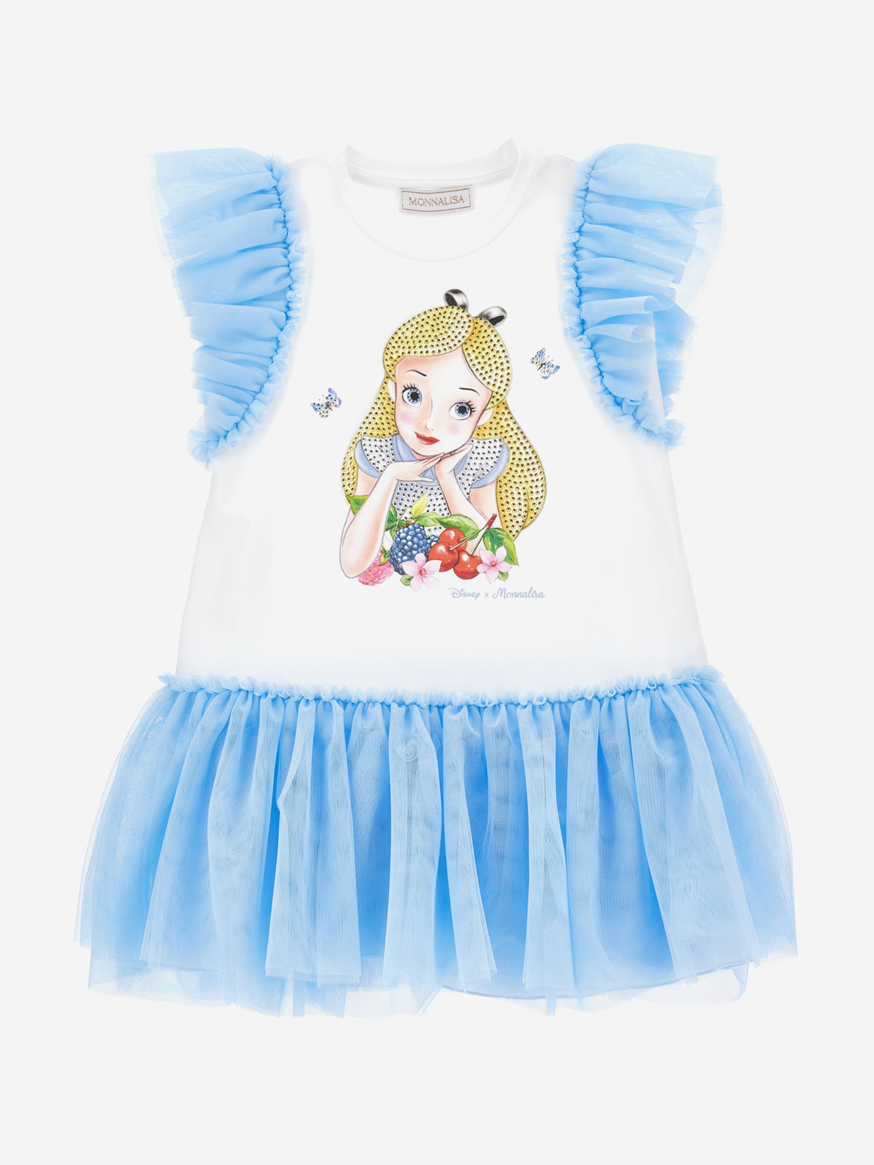 Monnalisa Girls Alice In Wonderland Dress in Blue