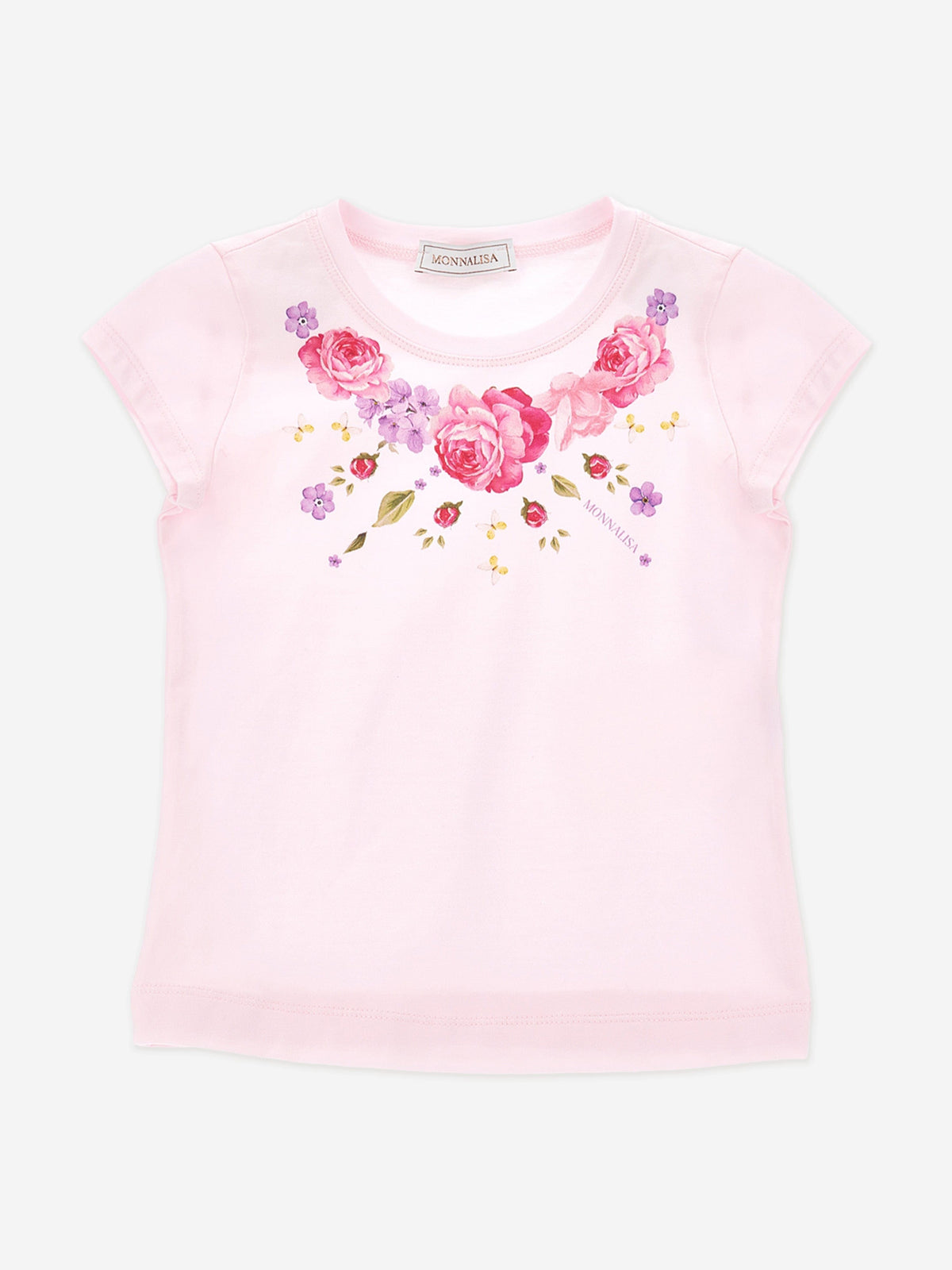 Monnalisa Girls Floral Jersey T-Shirt in Pink | Childsplay Clothing