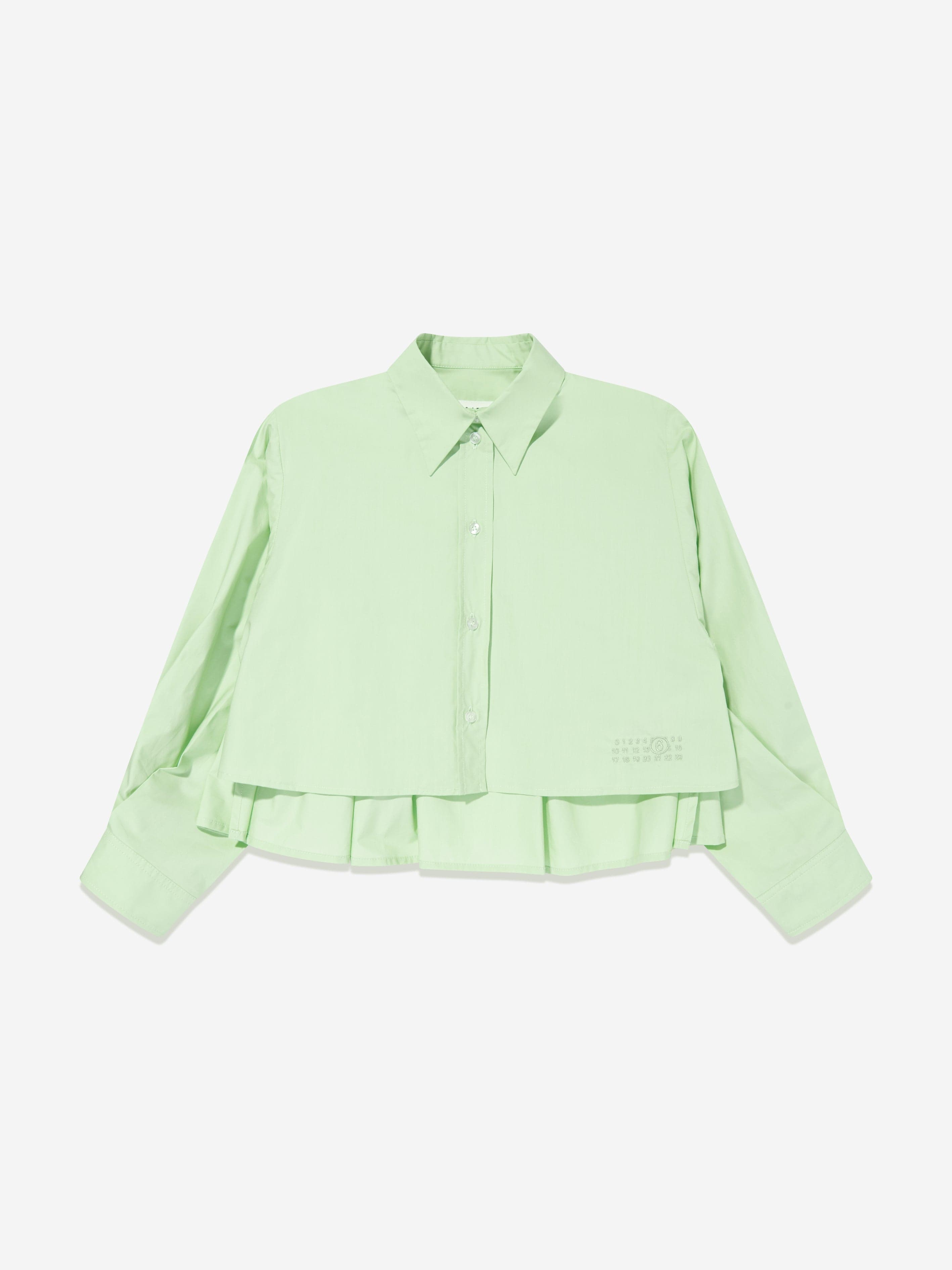 MM6 Maison Margiela Kids Cropped Poplin Pleated Back Shirt in