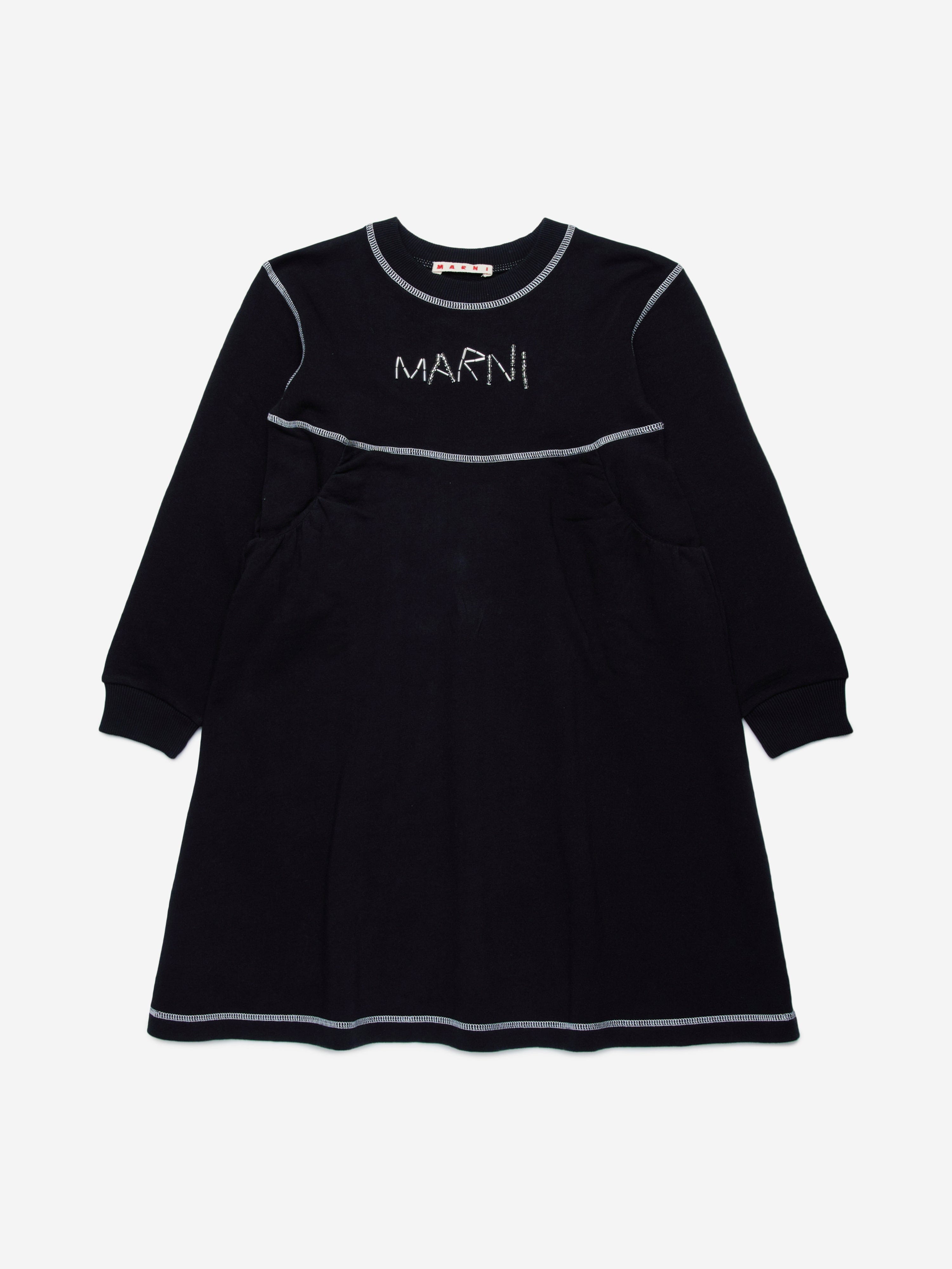 girl black sweater dress MARNI Girls Sweater Dress in Black