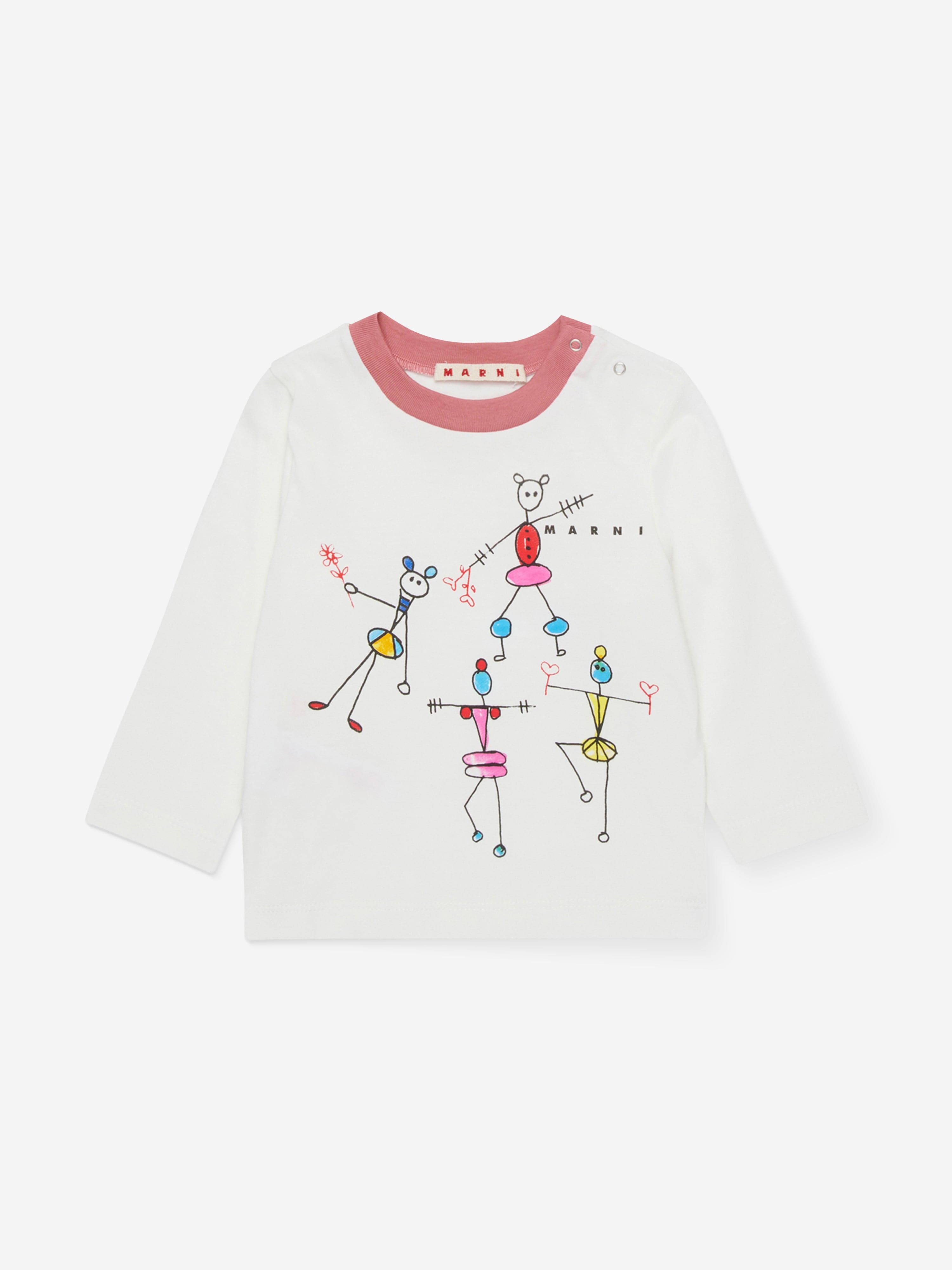 MARNI Baby Girls Long Sleeve T-Shirt in White | Childsplay Clothing