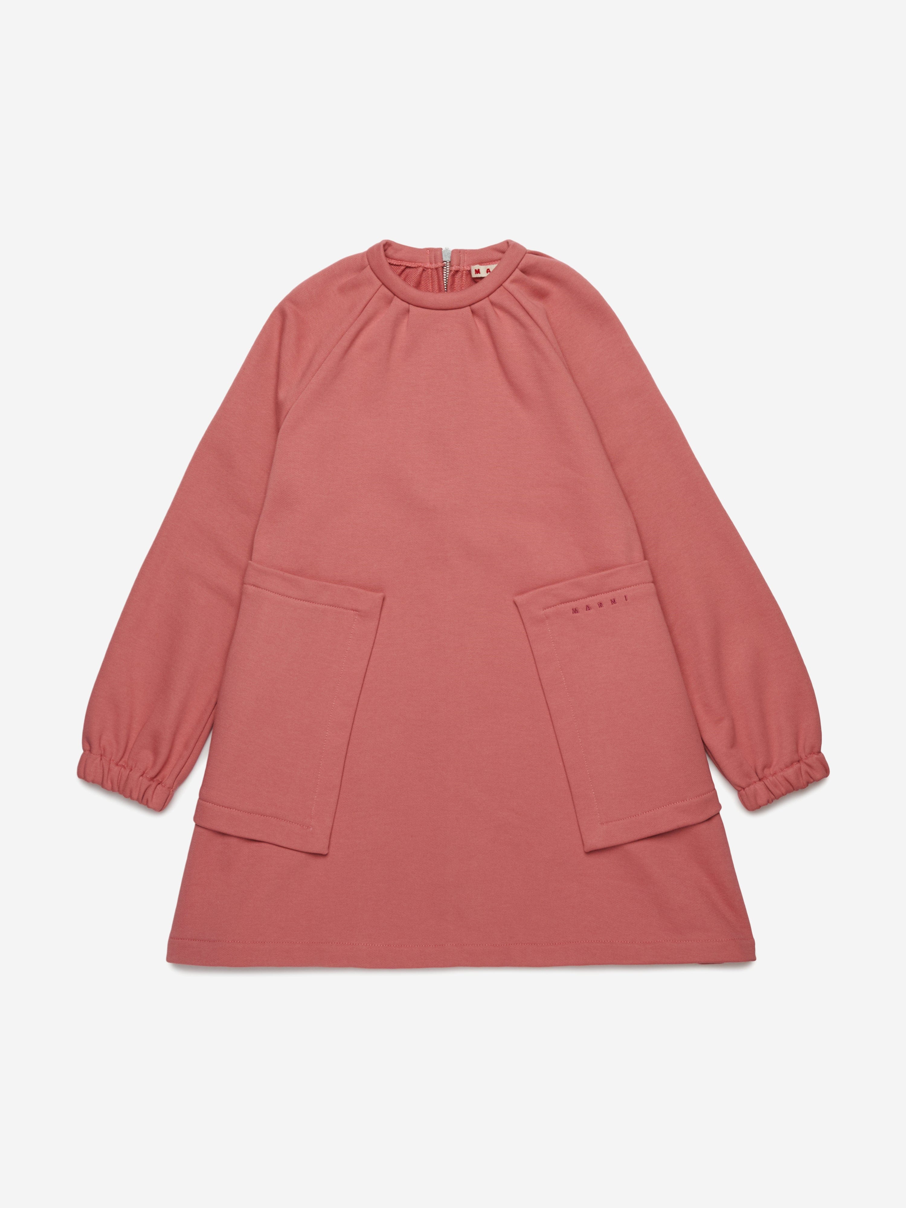 MARNI Girls Big Pocket Sweater Dress in Pink