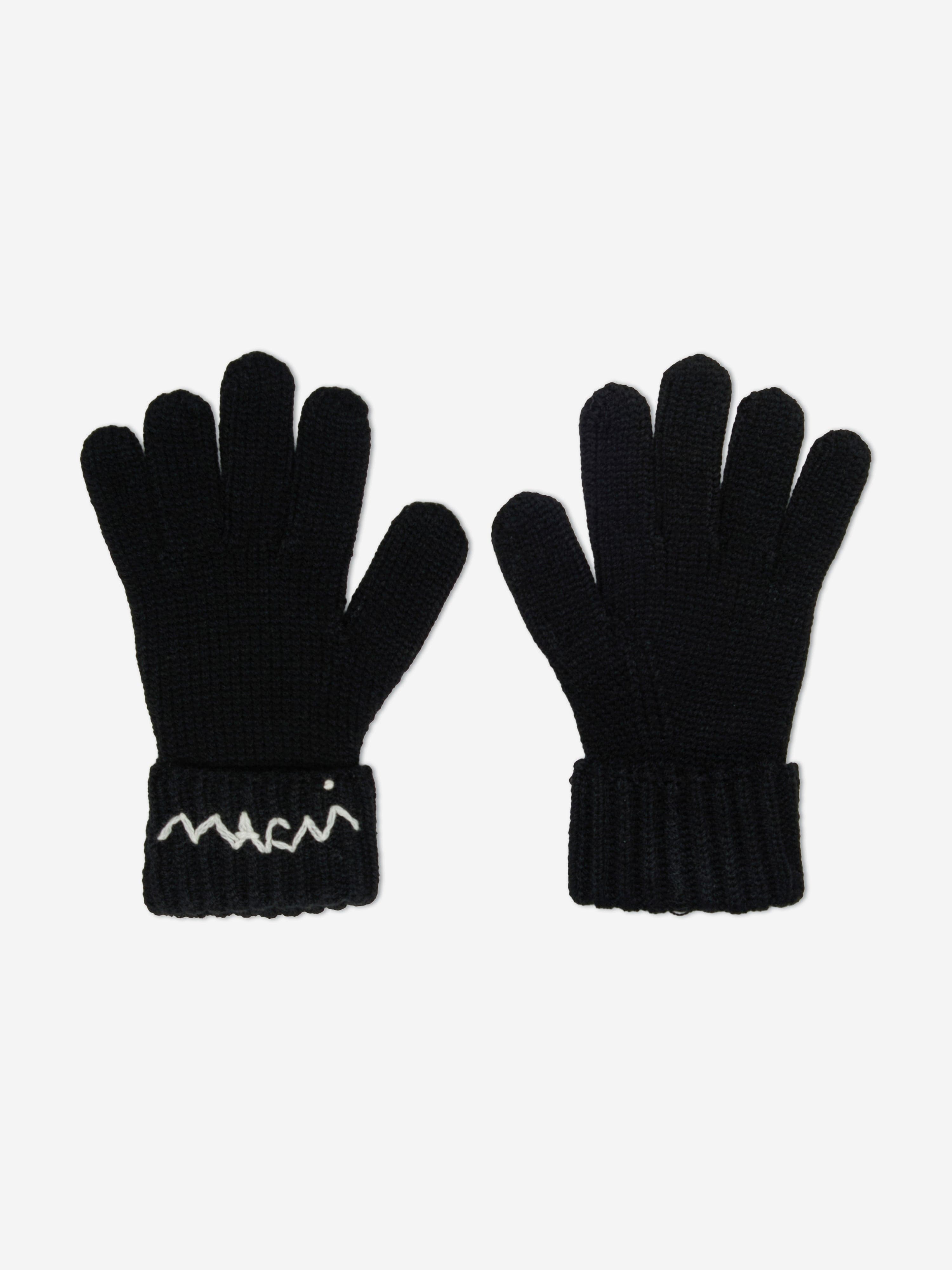 MARNI マルニ 手袋 グローブ レディース キッズサイズ ブラック 黒 MARNI（マルニ） Logo Gloves 手袋 ロゴ グローブ 4者混 防寒 キッズ