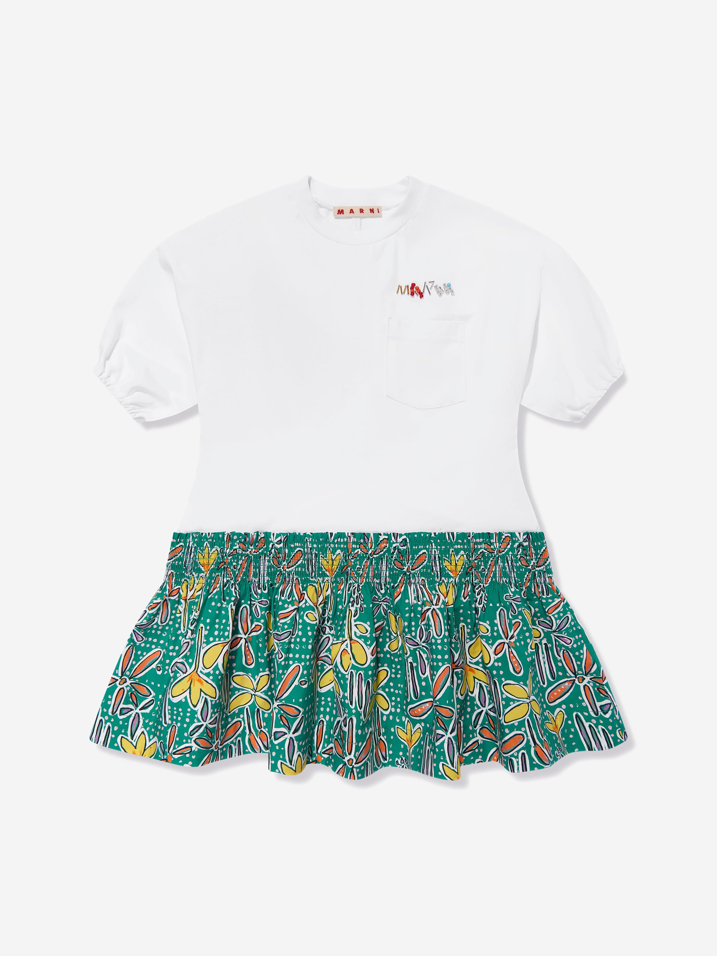 MARNI Girls Carioca Print Dress in Green | Childsplay Clothing