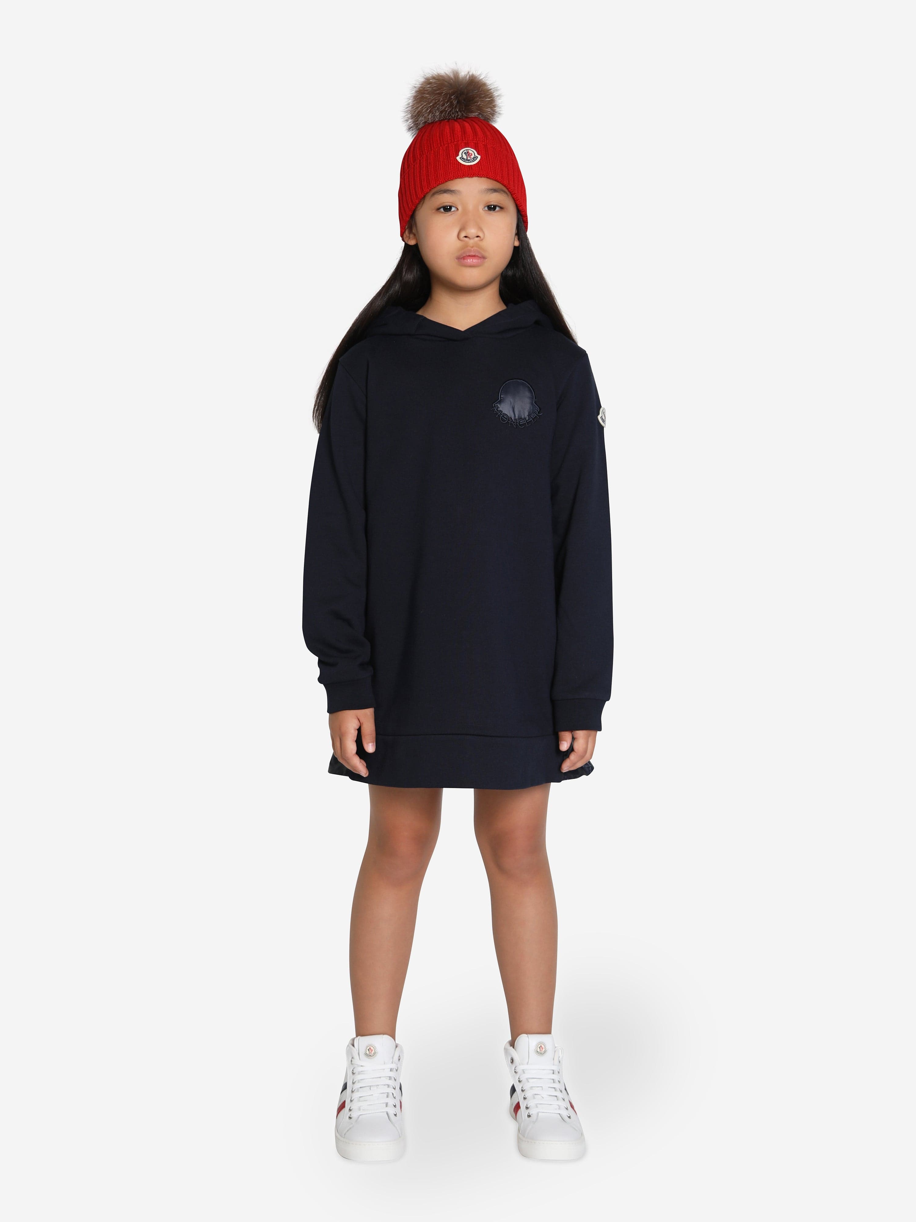モンクレール Hooded Sweatshirt Dress Moncler Enfant Girls Hooded Sweater Dress in Navy | Childsplay