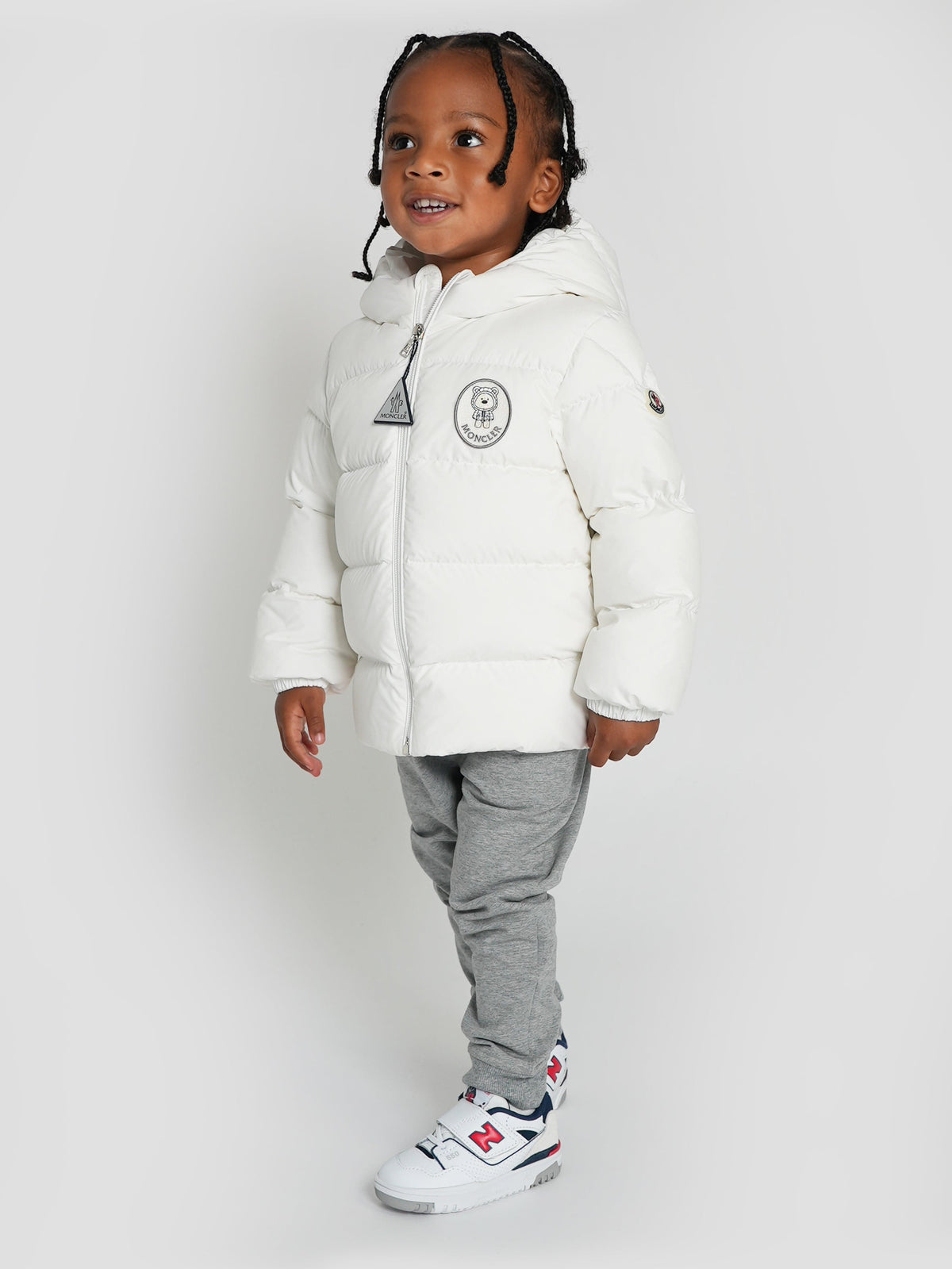 Moncler Enfant Baby Down Padded Sanyu Jacket in White | Childsplay 